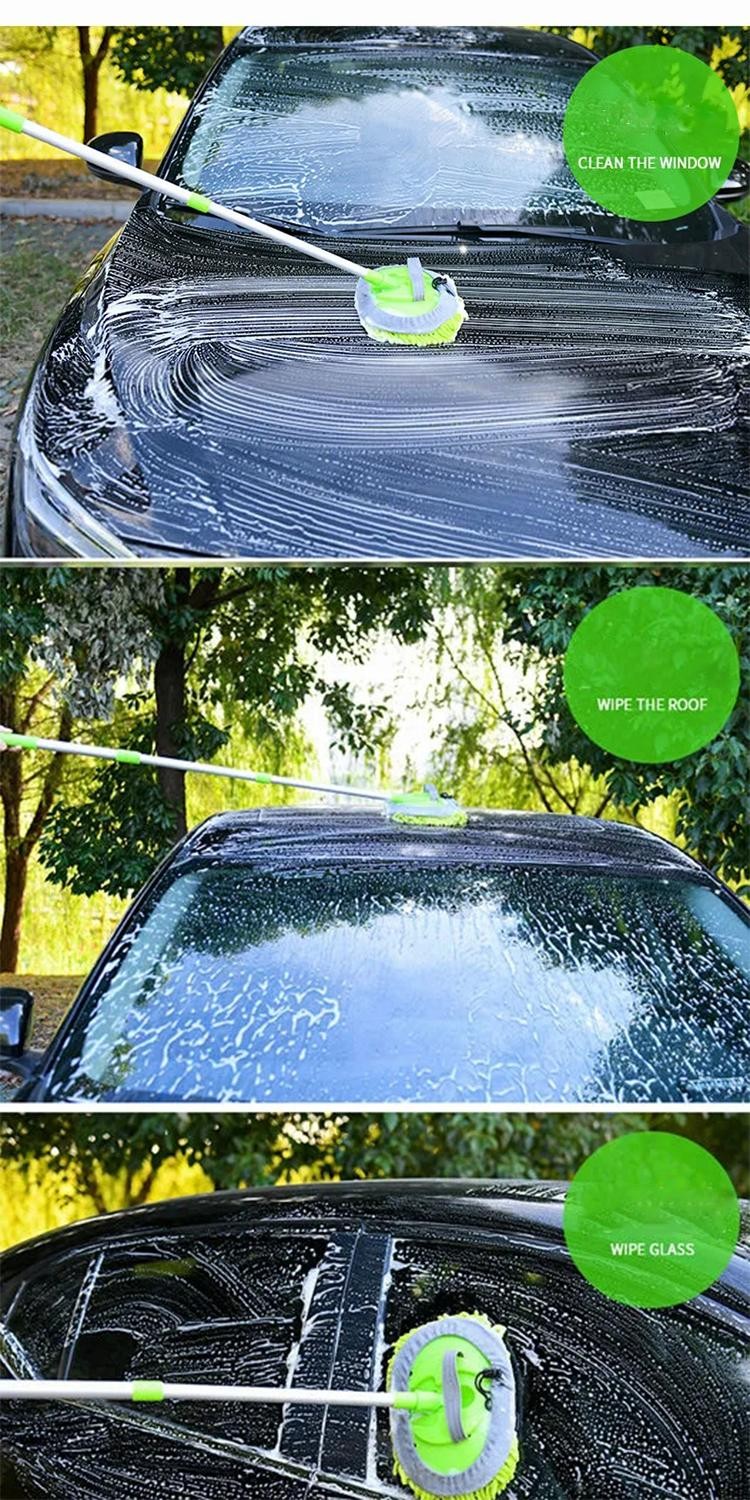 Car Wash Mop Brush Chenille Microfiber Telescopic Long Handle Cleaning Kit Soft