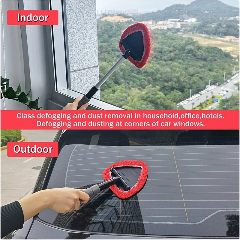 Auto Windshield Cleaning Tool Window Cleaner Brush Glass Wiper Extendable Handle