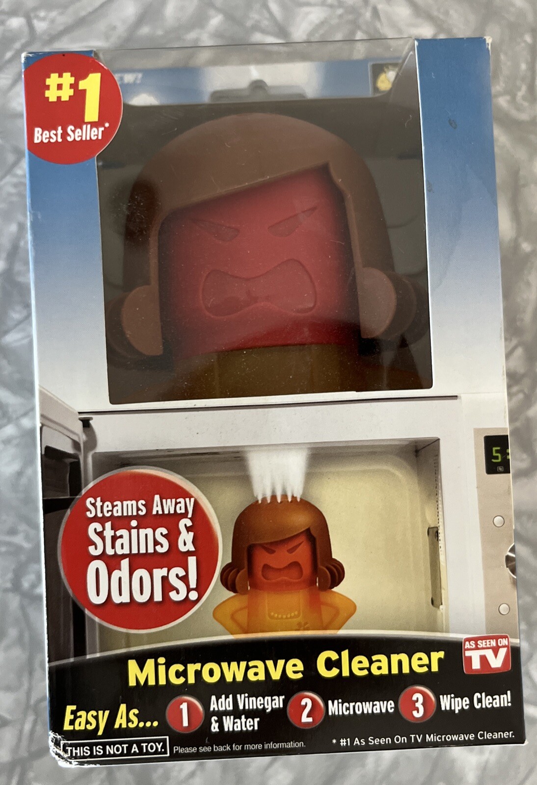 Angry Mama Microwave Cleaner Dishwasher Safe Steams Away Stains Odors Red/Yellow