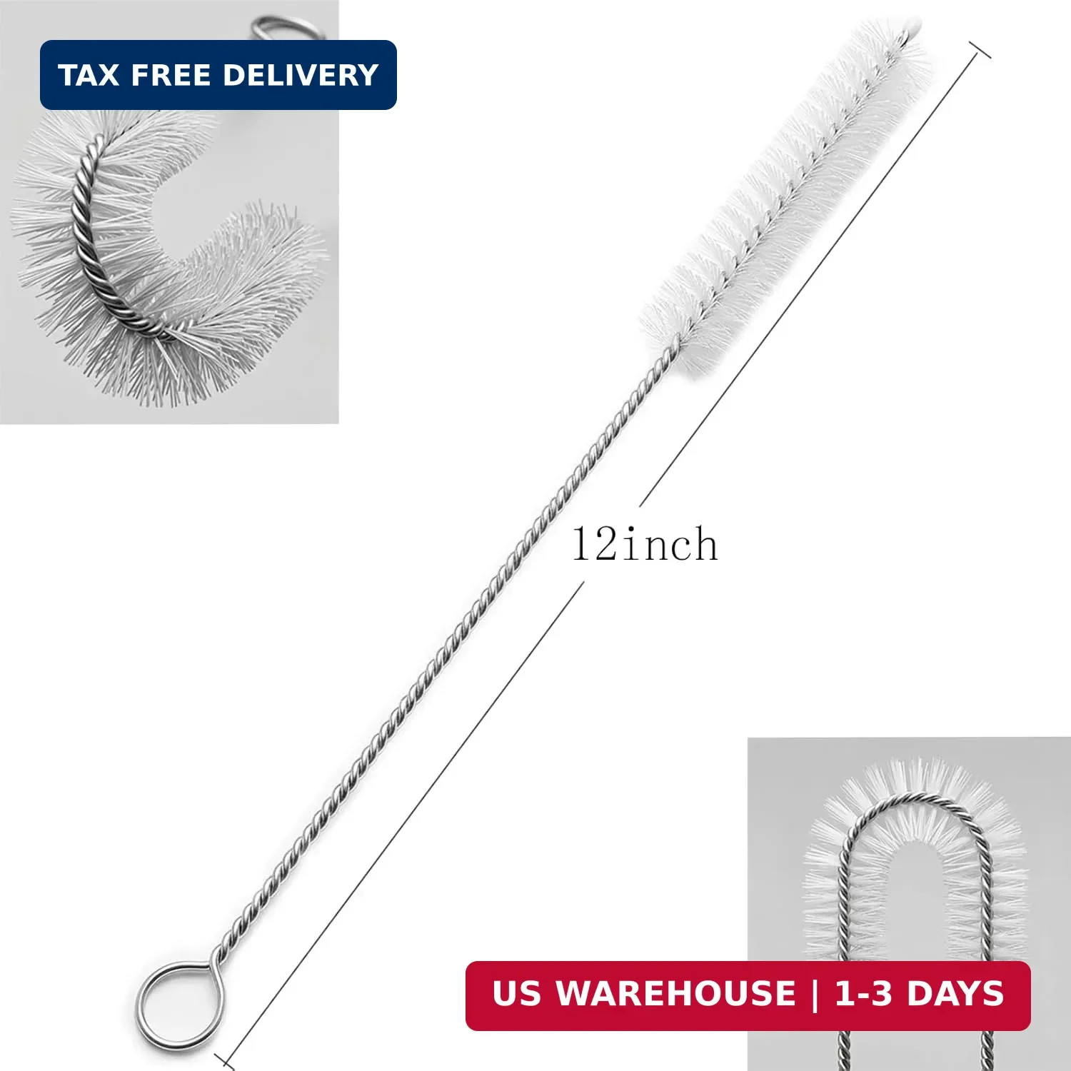 12 Inch Extra Long Straw Brush Cleaner (10 Pack), Flexible Nylon Tube Cleaning B