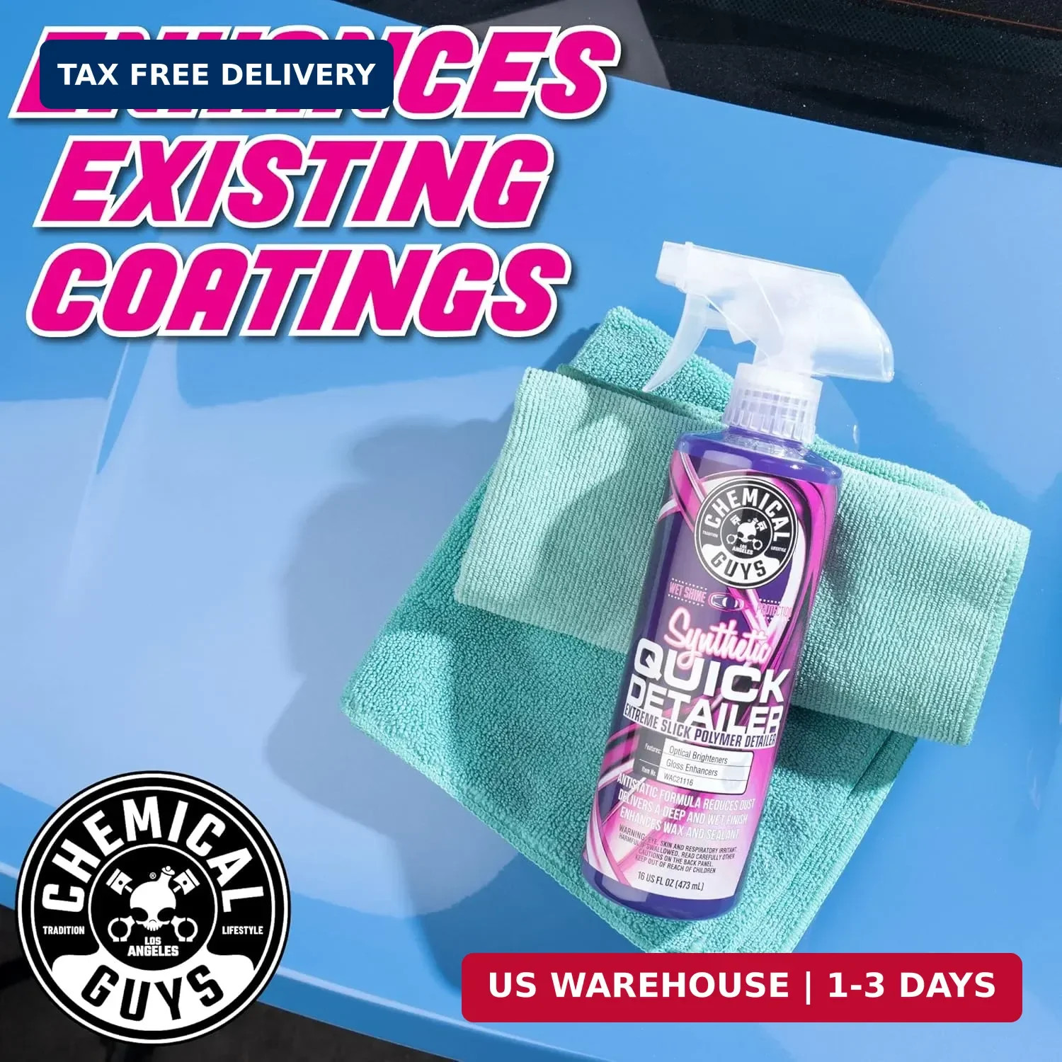 Chemical Guys Synthetic Quick Detailer – High Gloss Quick Detailer Spray, Safe f