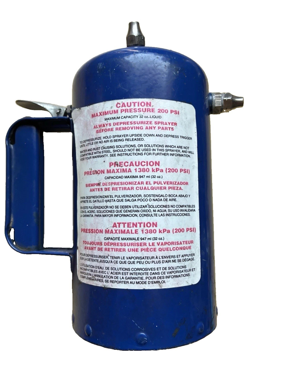 Zep Model B Heavy-Duty Steel Solvent Sprayer 32 oz Portable Air Sprayer Steel