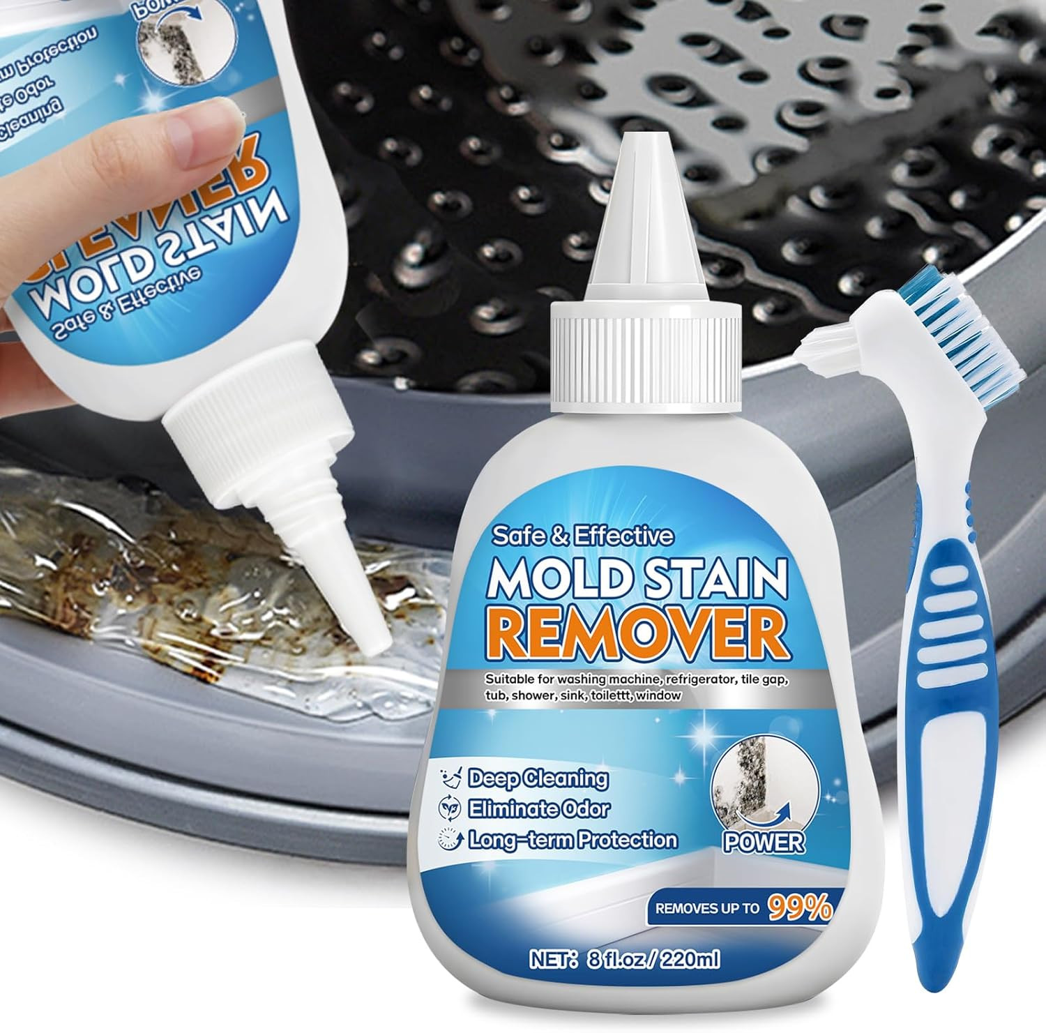 Home Mold Stain Remover Gel for Washer Seal, Thick No Scrub Mold Cleaner for Fro