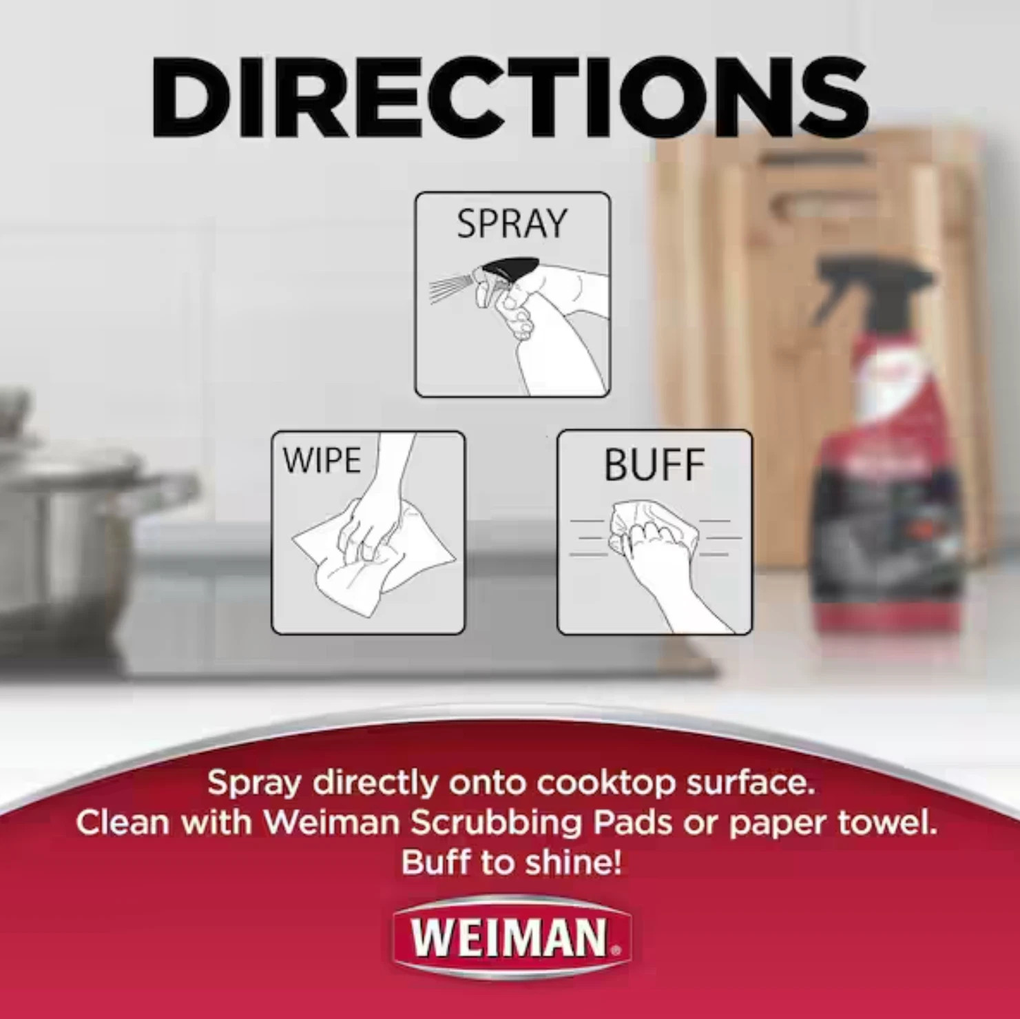 WEIMAN Glass Ceramic Stove Top DAILY CLEANER Polish Shine Protect RANGE TOP 22oz