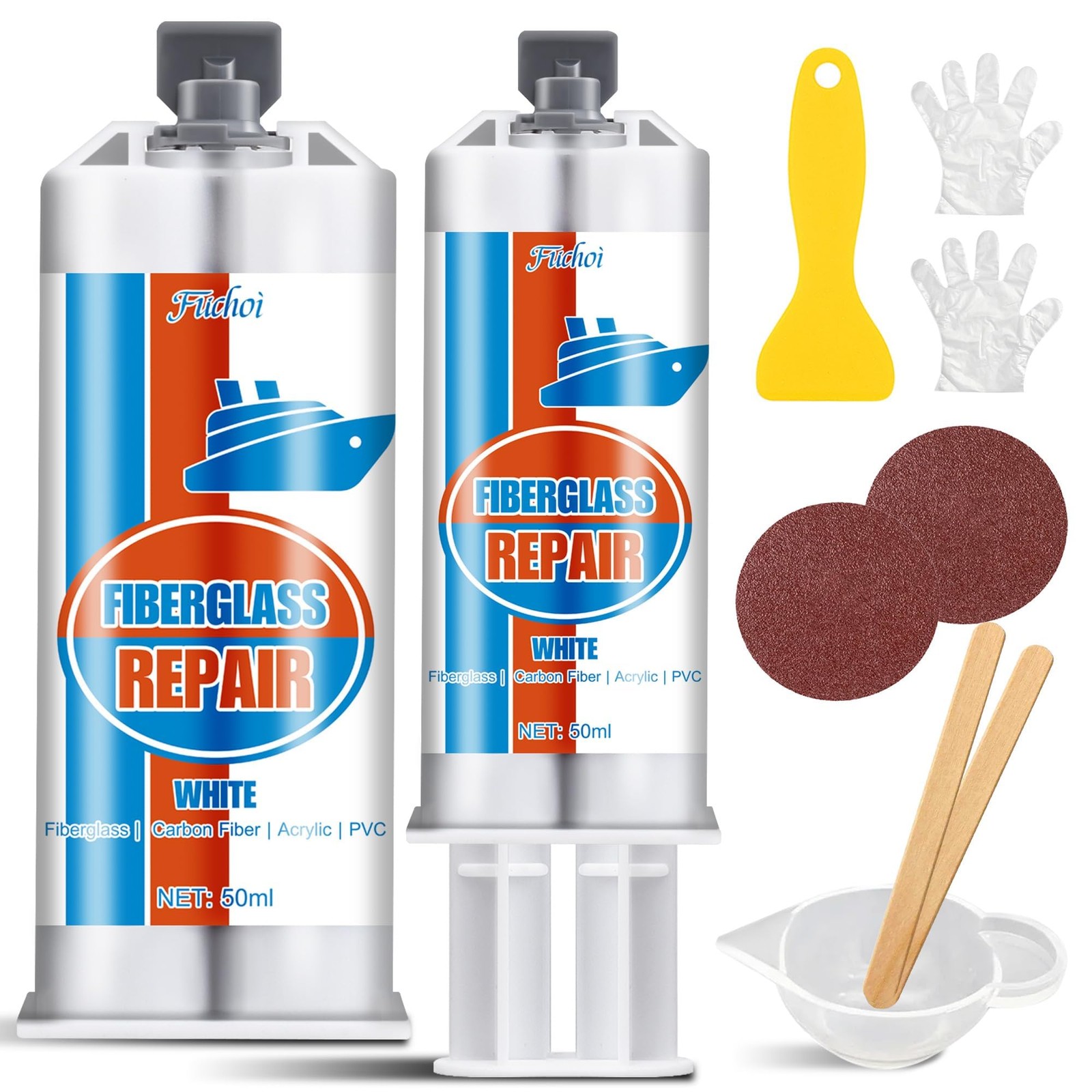 100ml White Gel Coat Repair Kit, Fiberglass, Boat, Yacht, Surfboard, Fix Holes