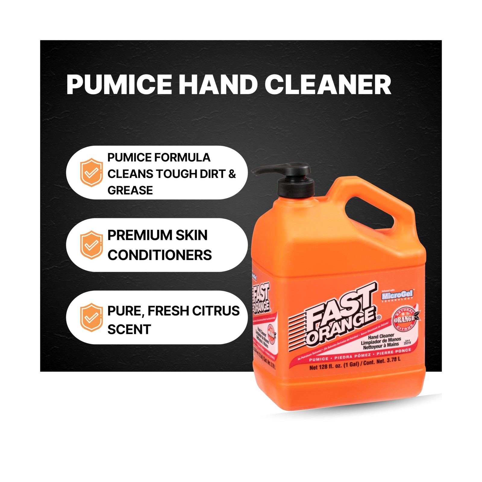 Fast Orange 25219 Pumice Lotion, Heavy Duty Hand Cleaner, Natural Citrus Scen…