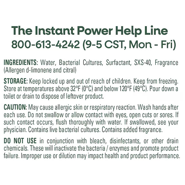 Instant Power ECO Clog Preventer (32 Fluid ounce) Drain Cleaner Pour bottle