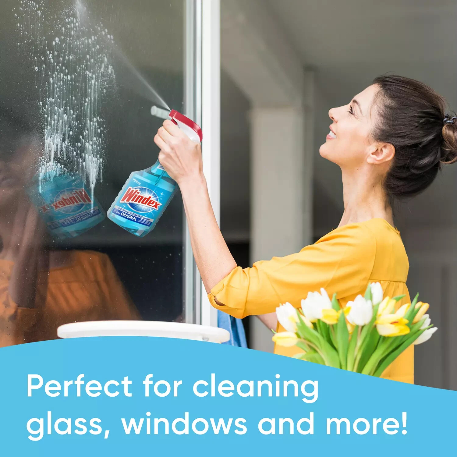 Windex Original Glass Cleaner, 1 Spray Bottle + 128 fl. oz. Refill – Streak-Free