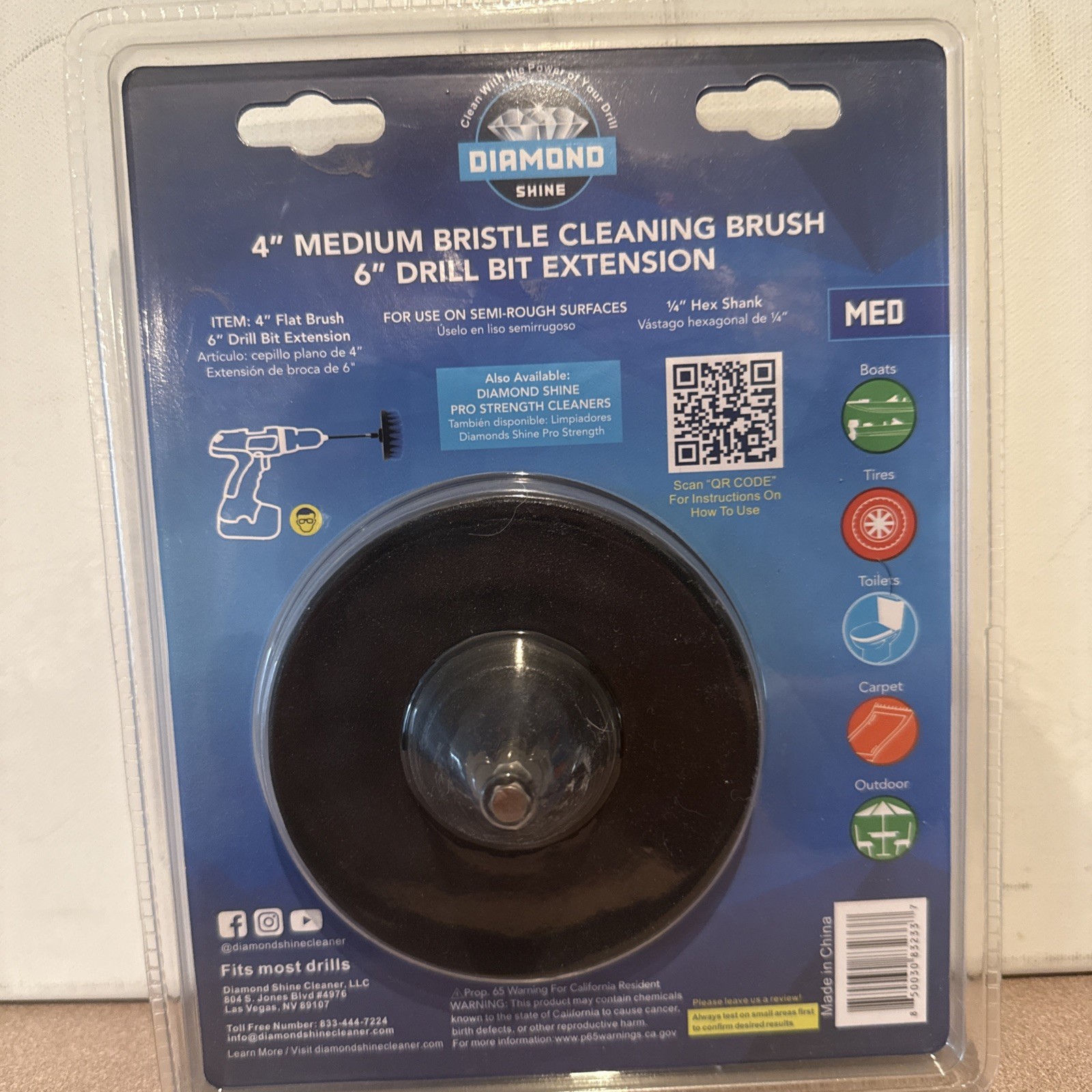 Diamond Shine 3.5″ Inch Corner Drill Brush for Scrubbing and Cleaning w/ 6″ Ext