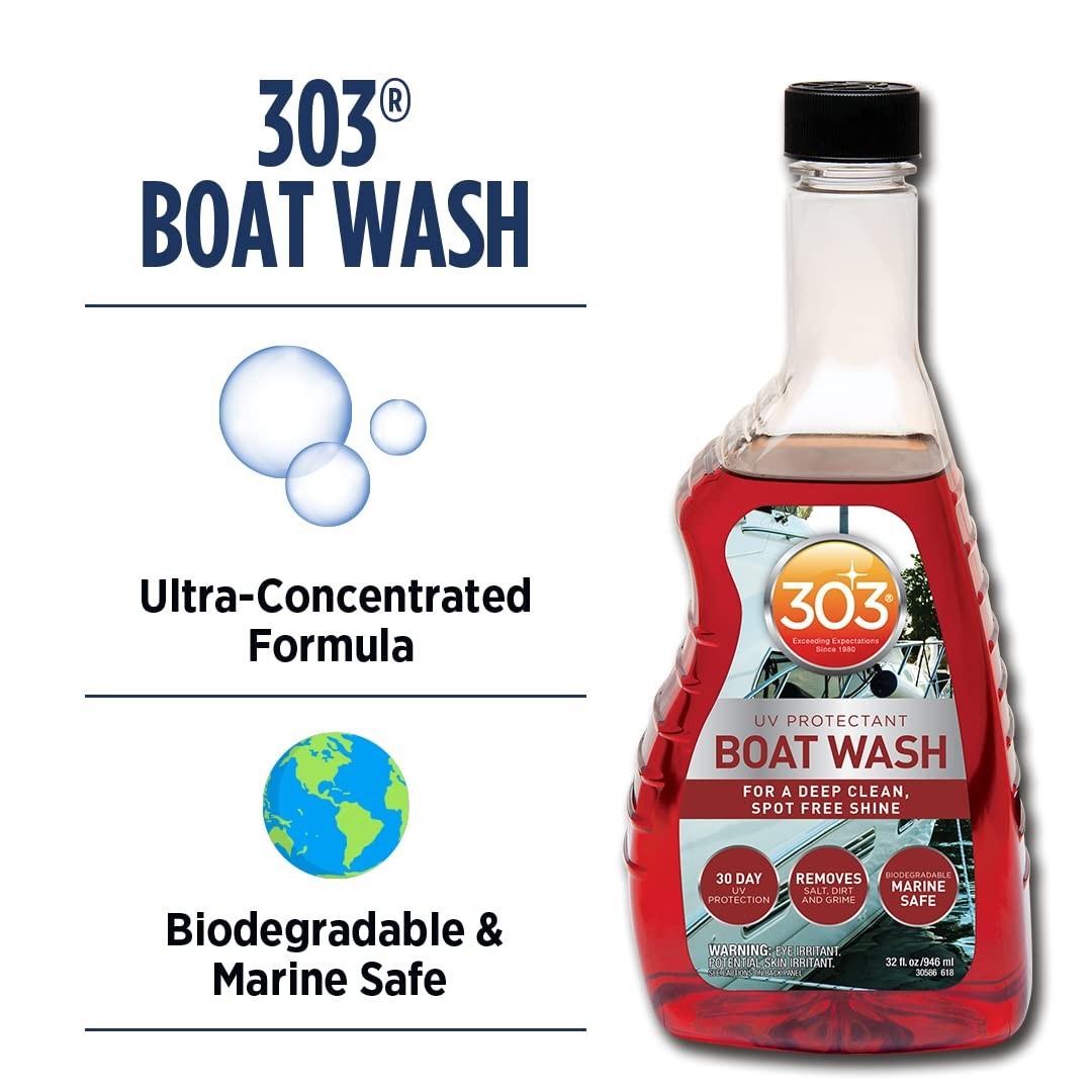 303 Products Marine Boat Wash Cleaner with UV Protectant Deep Cleaning 32oz