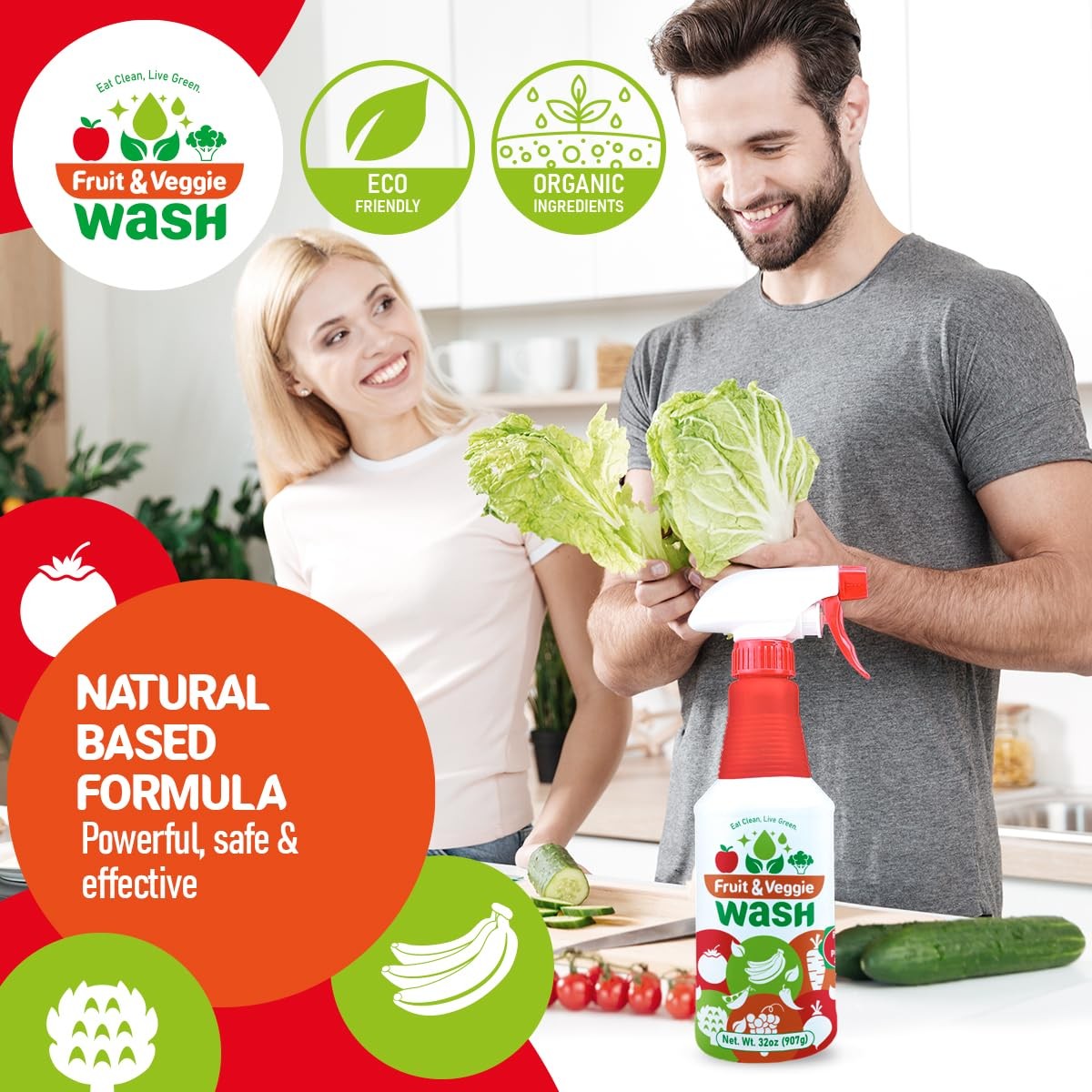 Fruit & Veggie Wash – Produce Cleaner Spray 32 fl oz | Removes Waxes & Harmfu…
