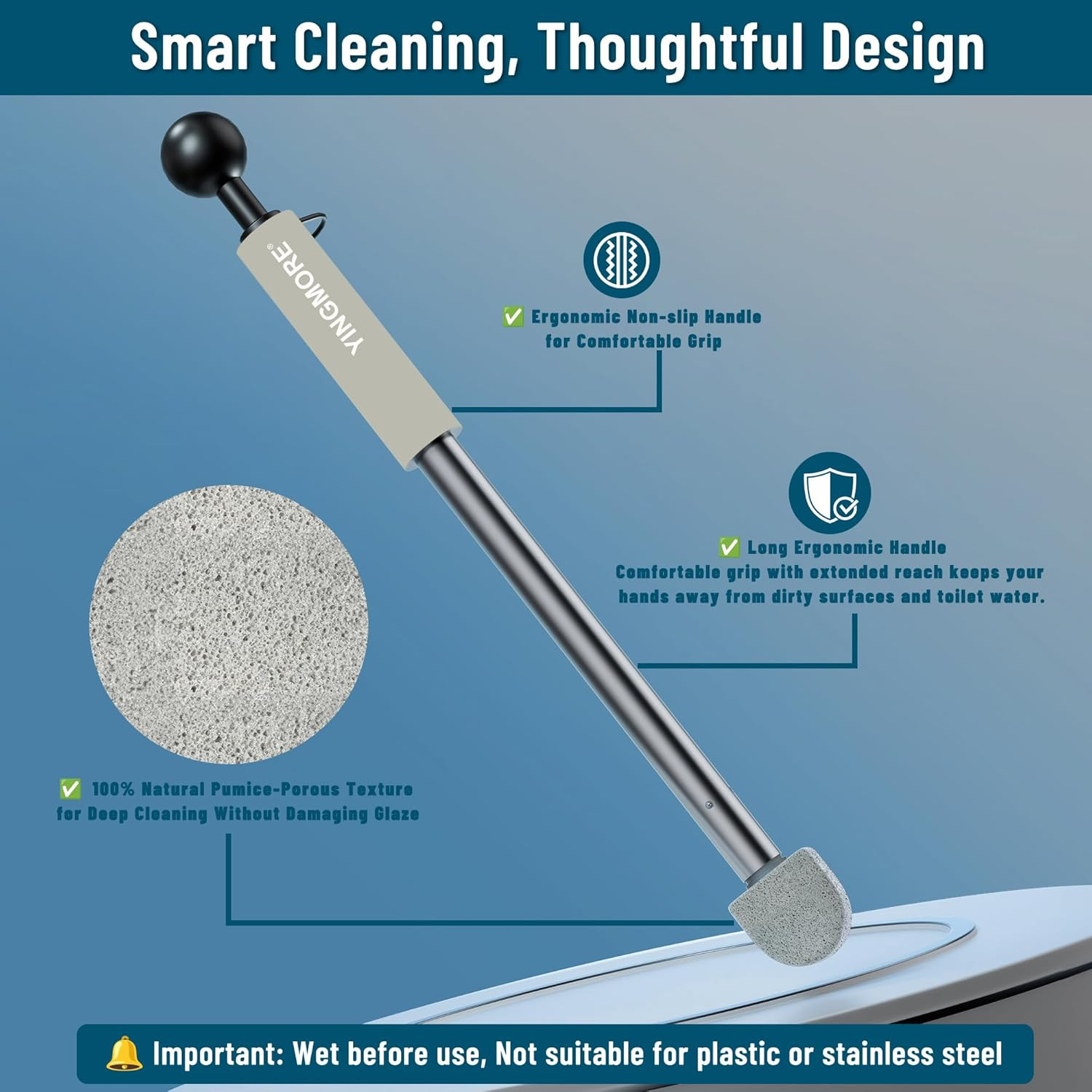Pumice Stone Toilet Bowl Cleaner Toilet Deep Cleaning,Bathroom Cleaner Brush wit