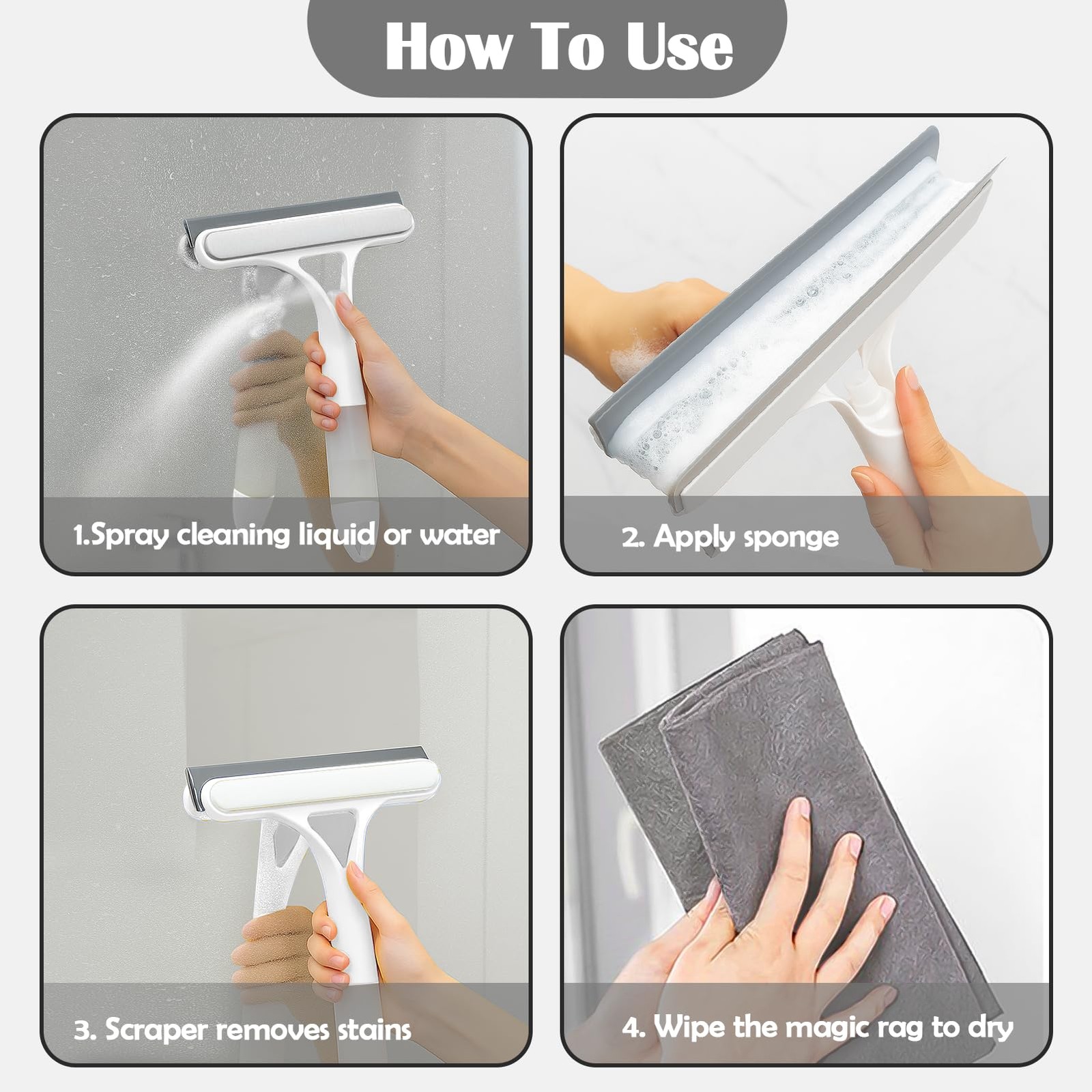 Window Cleaner Tool Kit,2026 3 in 1 Window Cleaning Scraper with Spray,Thicke…