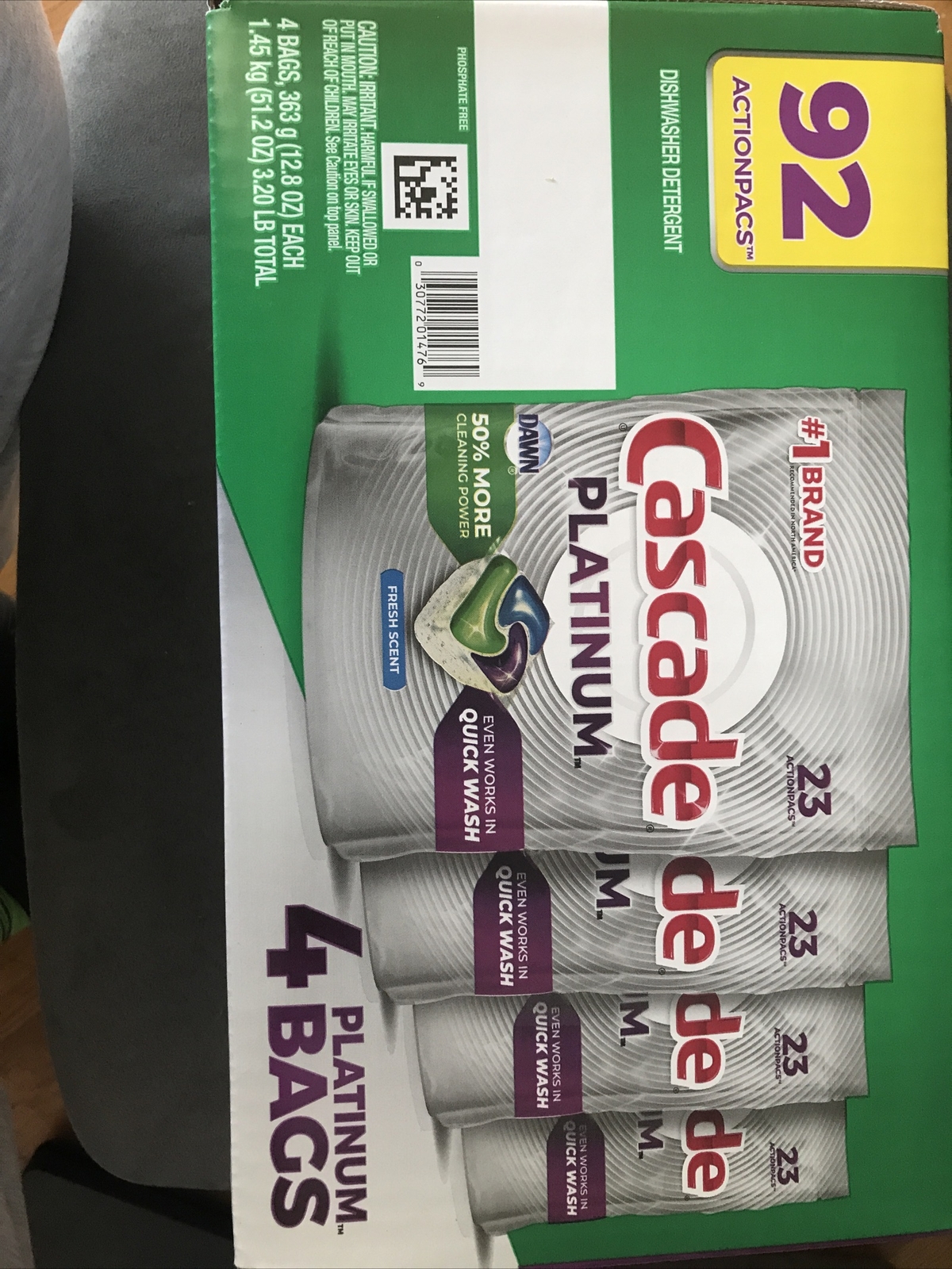 Lot Of 4 Cascade Platinum Dishwasher Detergent Pods W/ Dawn 23 Actionpacs Pods