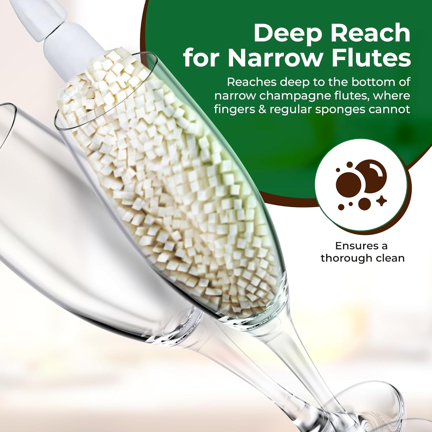 Wine Glass Cleaning Brush – Soft Non-Scratch Foam Bristles, Dishwasher Safe –…
