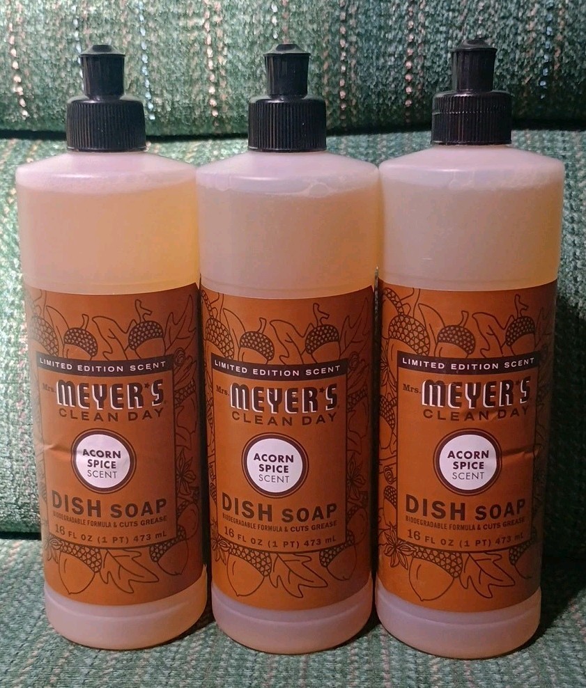 Mrs. Meyer’s Clean Day Liquid Dish Soap, Acorn Spice, 16 Fl. Oz – Pack of 3