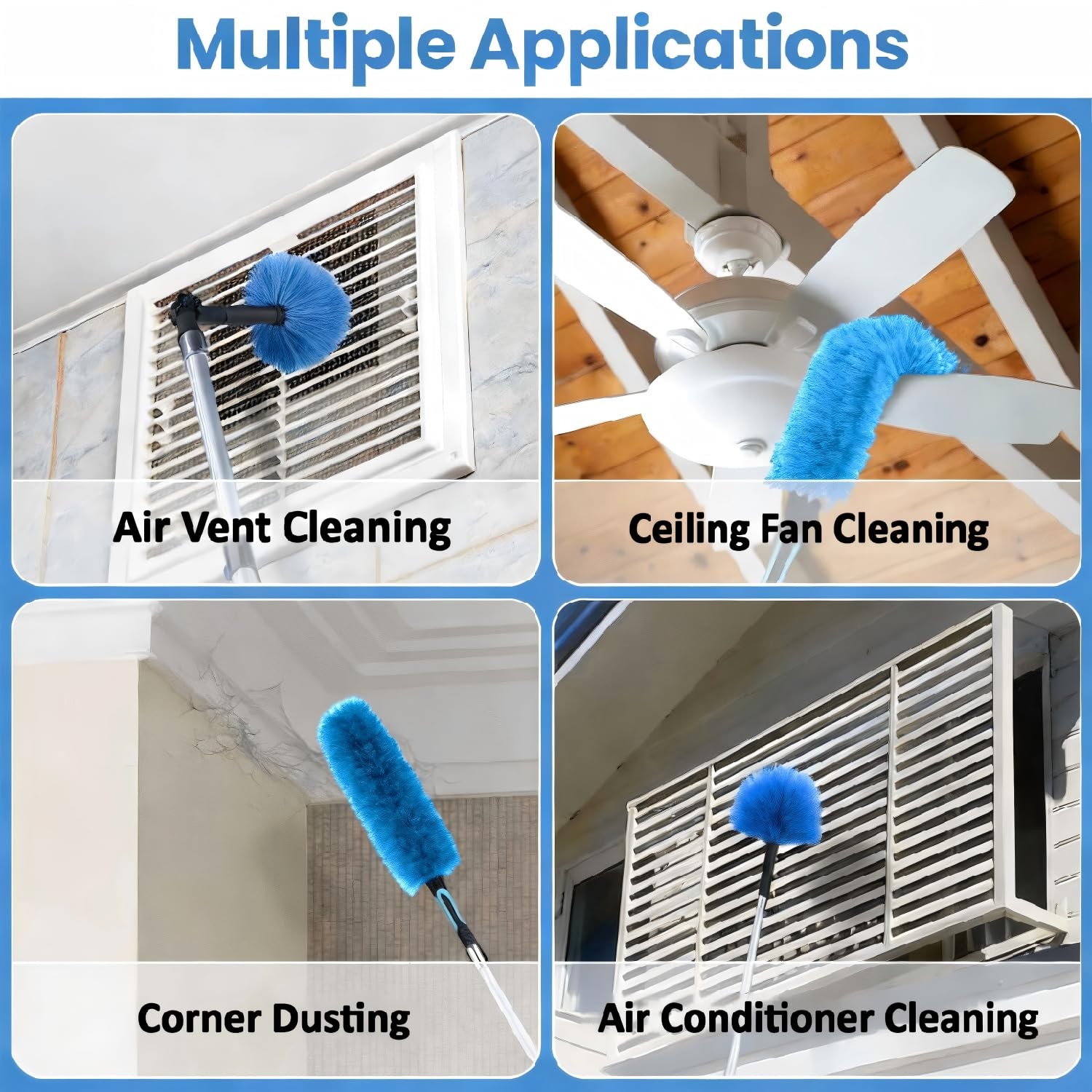 20ft High Ceiling Duster Kits with 5-12ft Heavy Duty Extension Pole – Fan Bla…