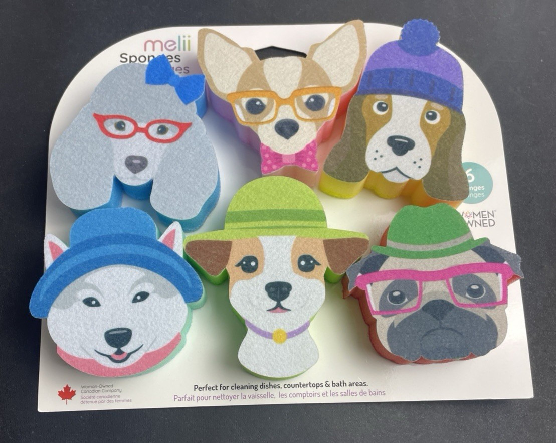 Kitchen Sponges 6 PACK DOG THEME Reusable Sponge Cute Funny Dogs NEW