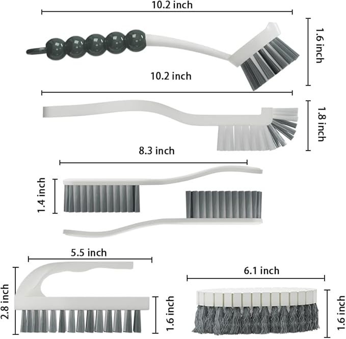6PCS Scrub Brush Set for Kitchen and Bathroom Household Use with Various Brushes