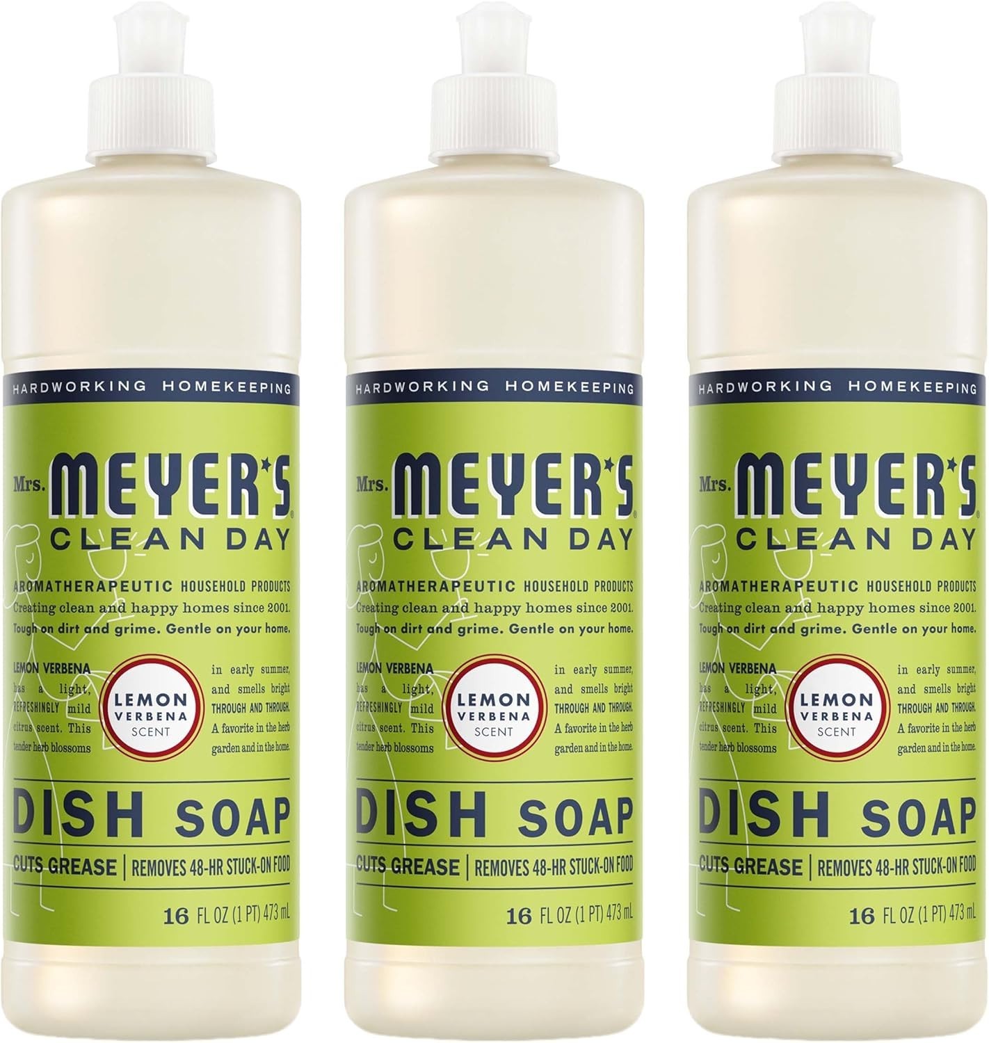 Mrs. Meyer’s Lemon Verbena Dish Soap, 48 fl oz – Eco-Friendly & Grease-Cutting