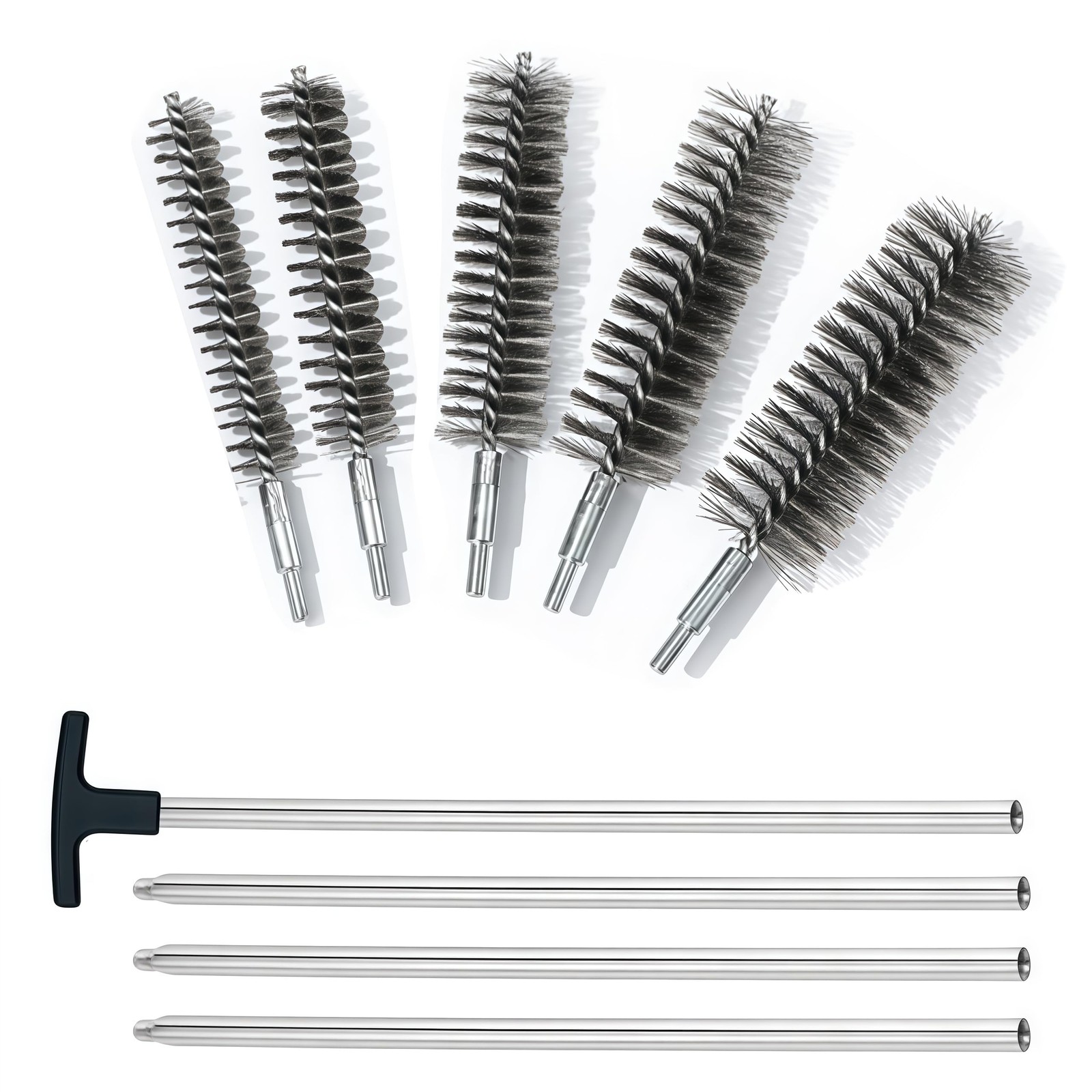 50 in Pipe Cleaning Brush Set with Stainless Steel Bristles, 5X Wire Brush wi…
