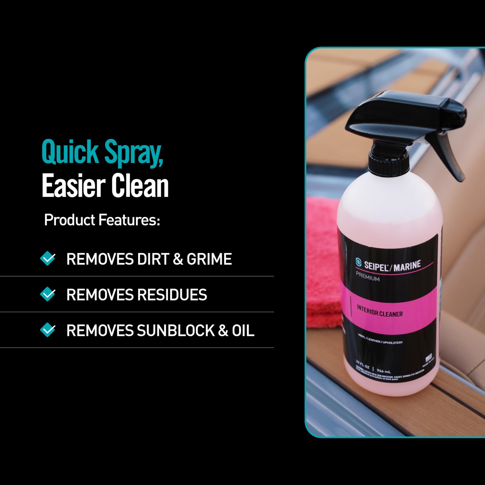 Premium Interior Boat Cleaner – Removes Dirt Grime Body Oils & More – Safe fo…