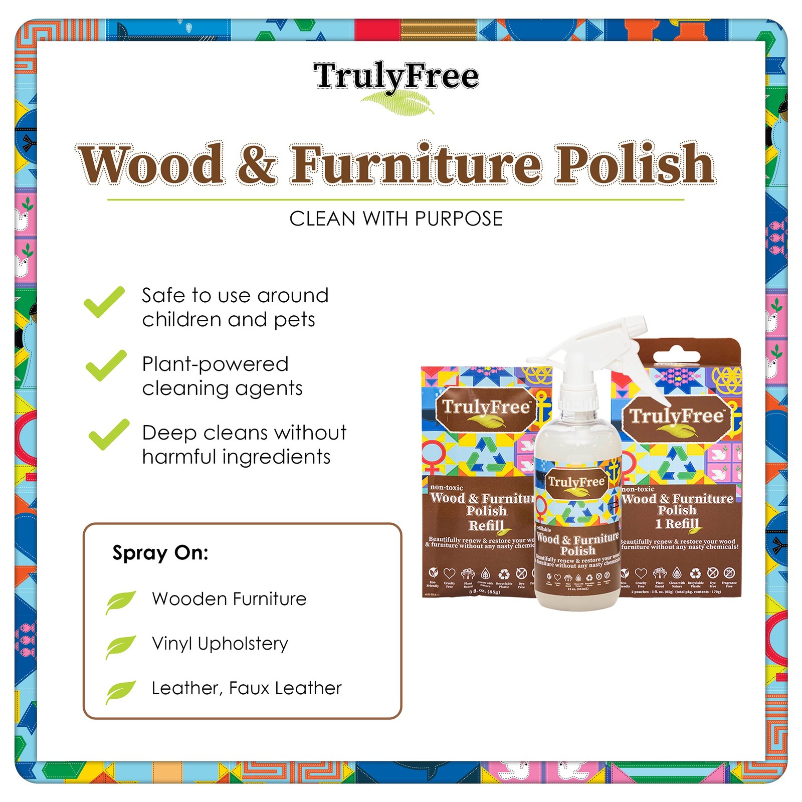 Natural Wood Cleaner & Furniture Polish – Leather Cleaner, Vinyl, Furniture &…