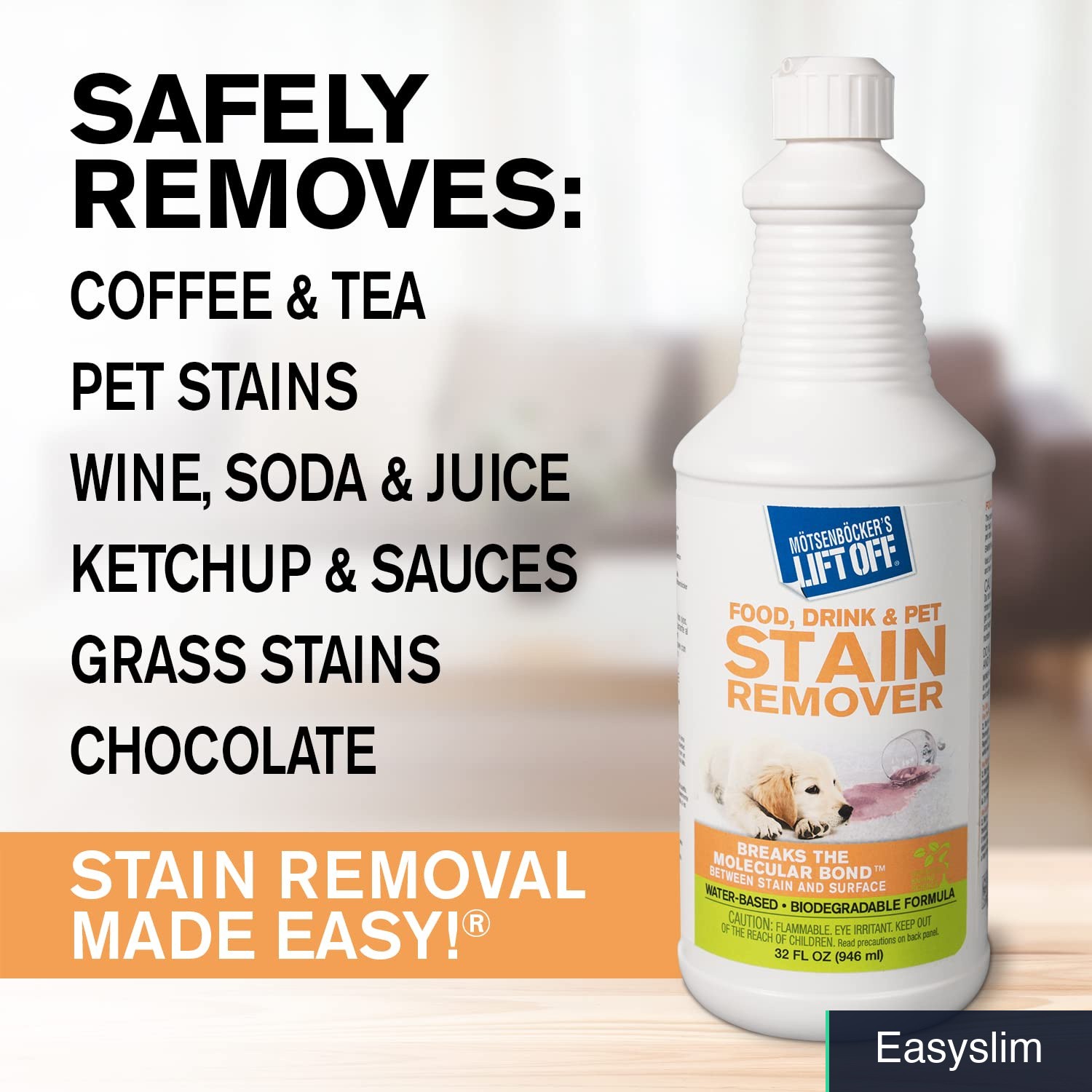Multi-Surface Stain Remover Liquid, Water-Based Biodegradable Formula, 32 Oz