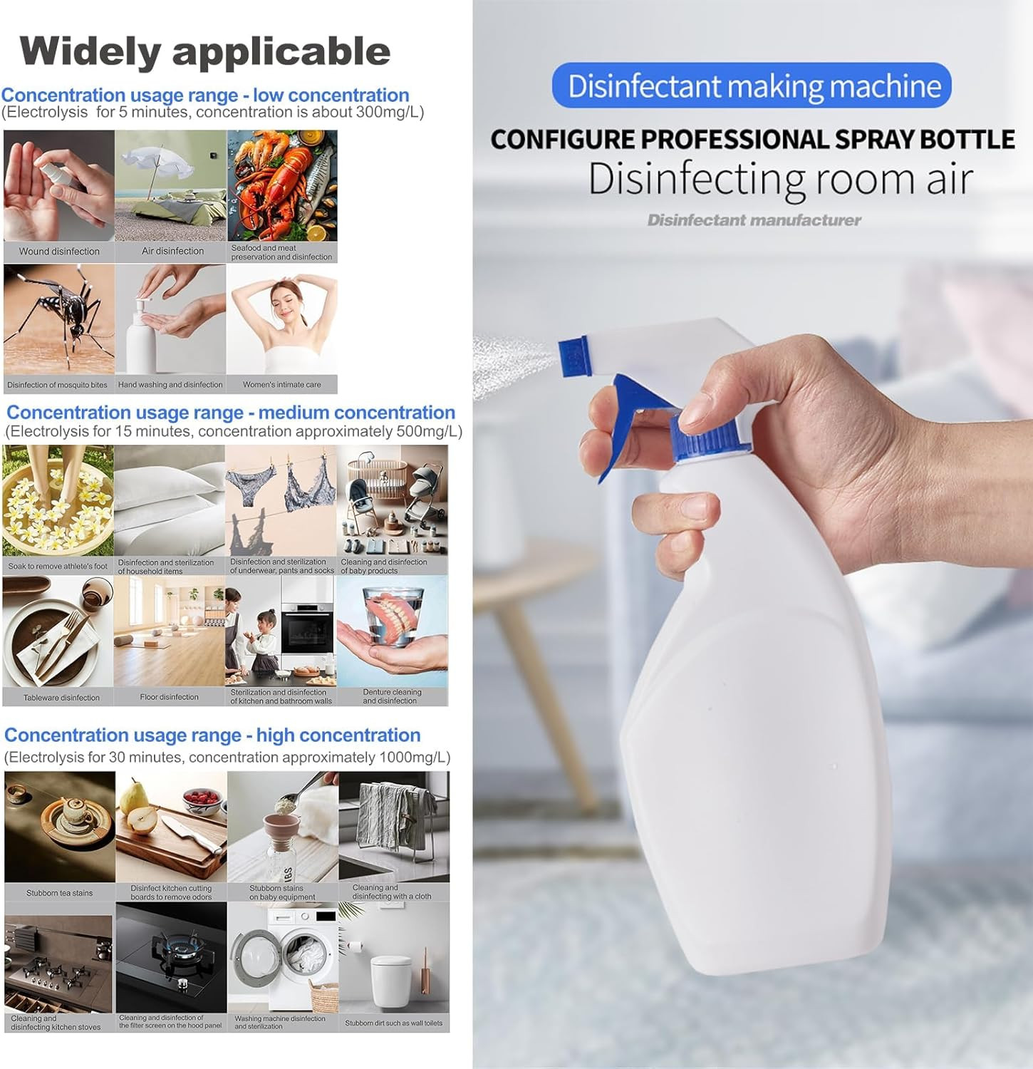 Hypochlorous Acid Generator 2000ML Portable Cleaning Solution Maker