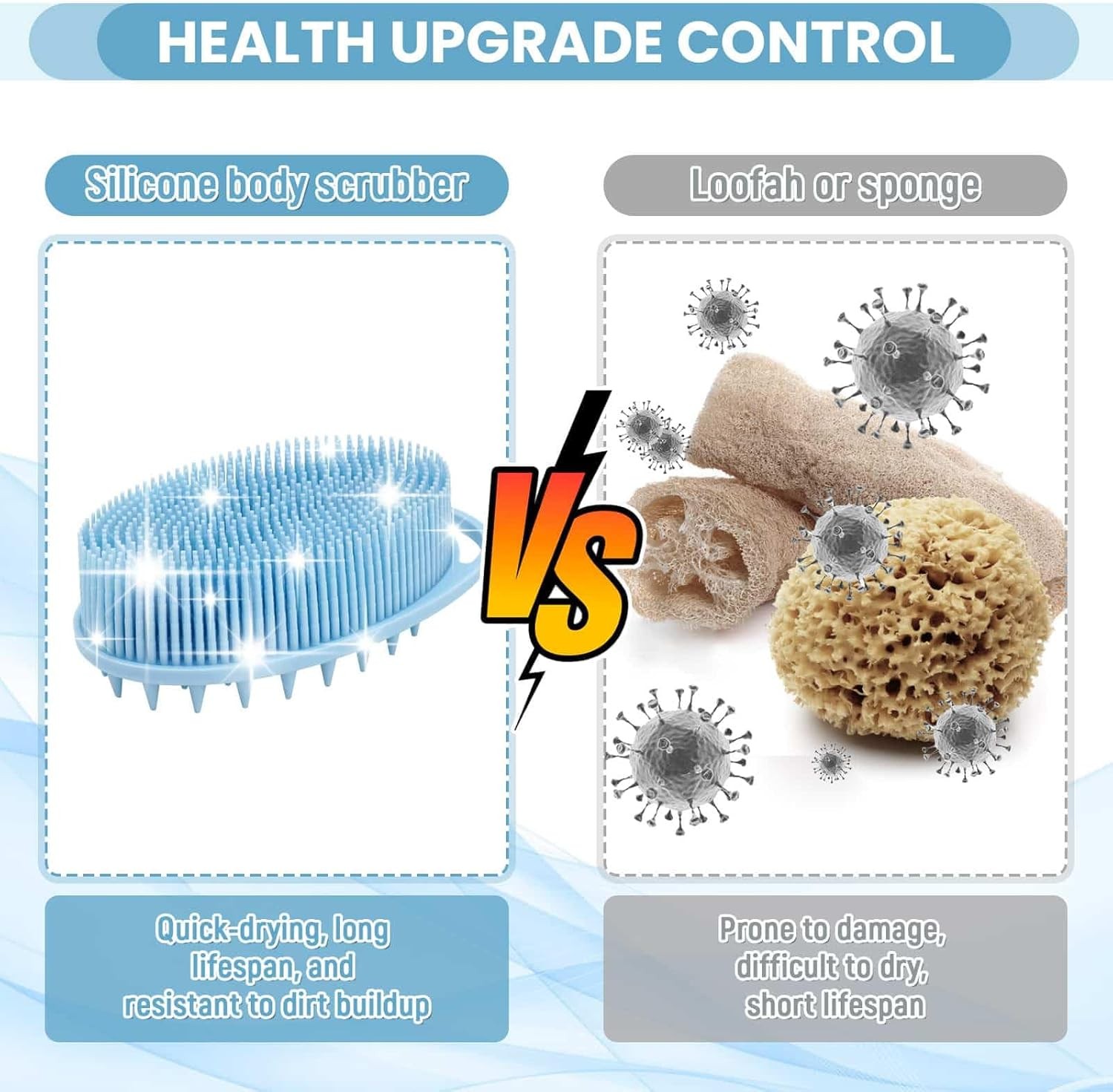 Silicone Body Scrubber, Premium Silicone Loofah for Women Men and Kids,