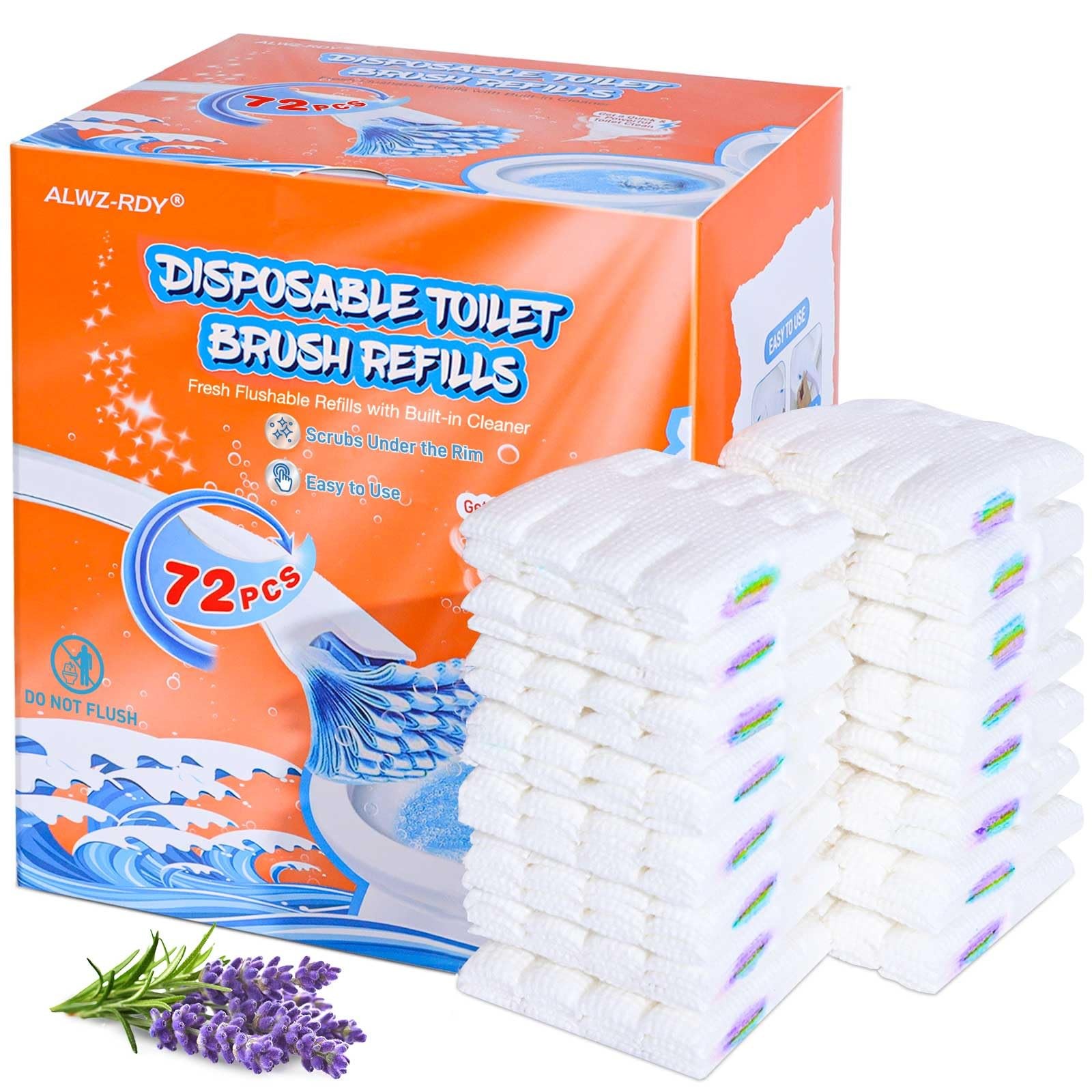 Cleaner Refill Pads 72ct Disposable Scrubber Refill Fresh Bowl Pads for Bathr…