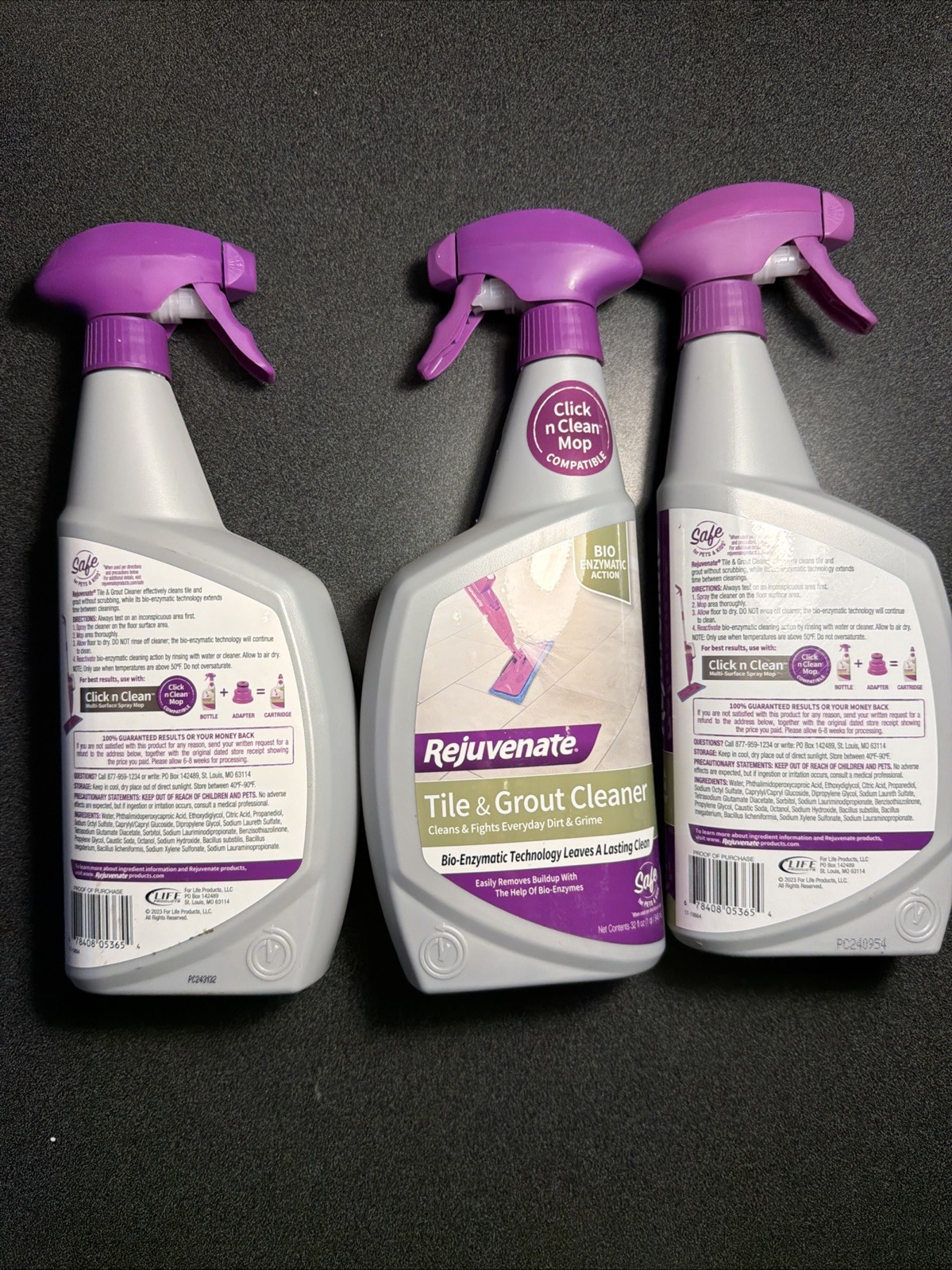 Lot Of 3 Rejuvenate 05365 Tile & Grout Everyday Cleaner 32oz Each New