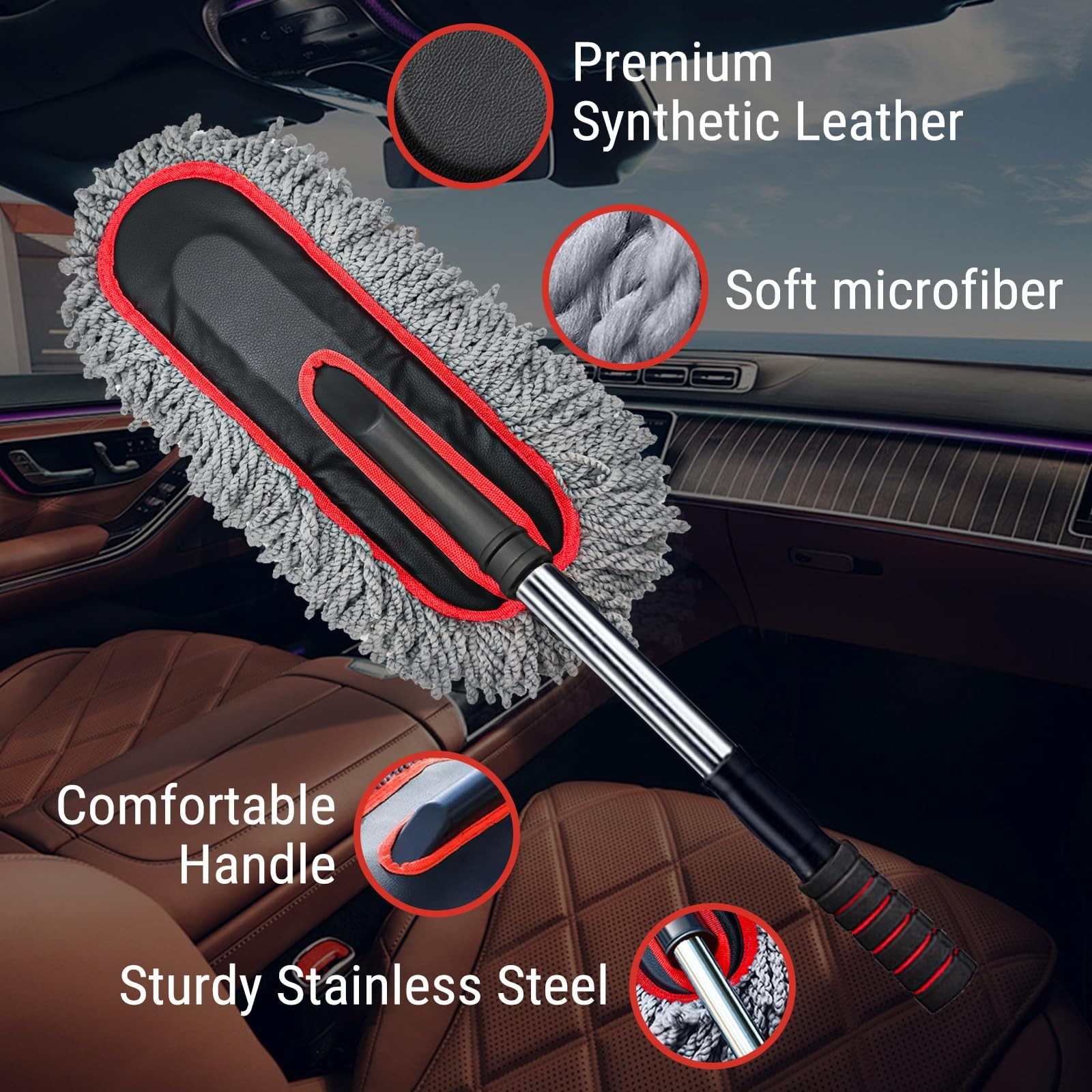 Car Duster Kit, 2PCS Microfiber Exterior and Interior Scratch Free Car Duster…
