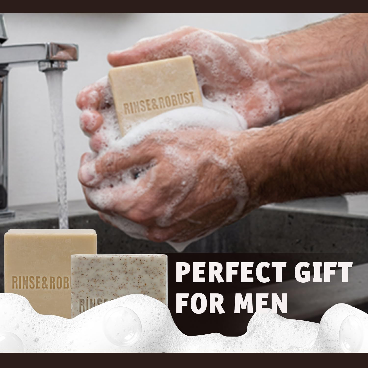 Mens Soap Bar Set 6Pcs Natural Handmade Cleansing Bar Soap Set Moisturizing Exfo