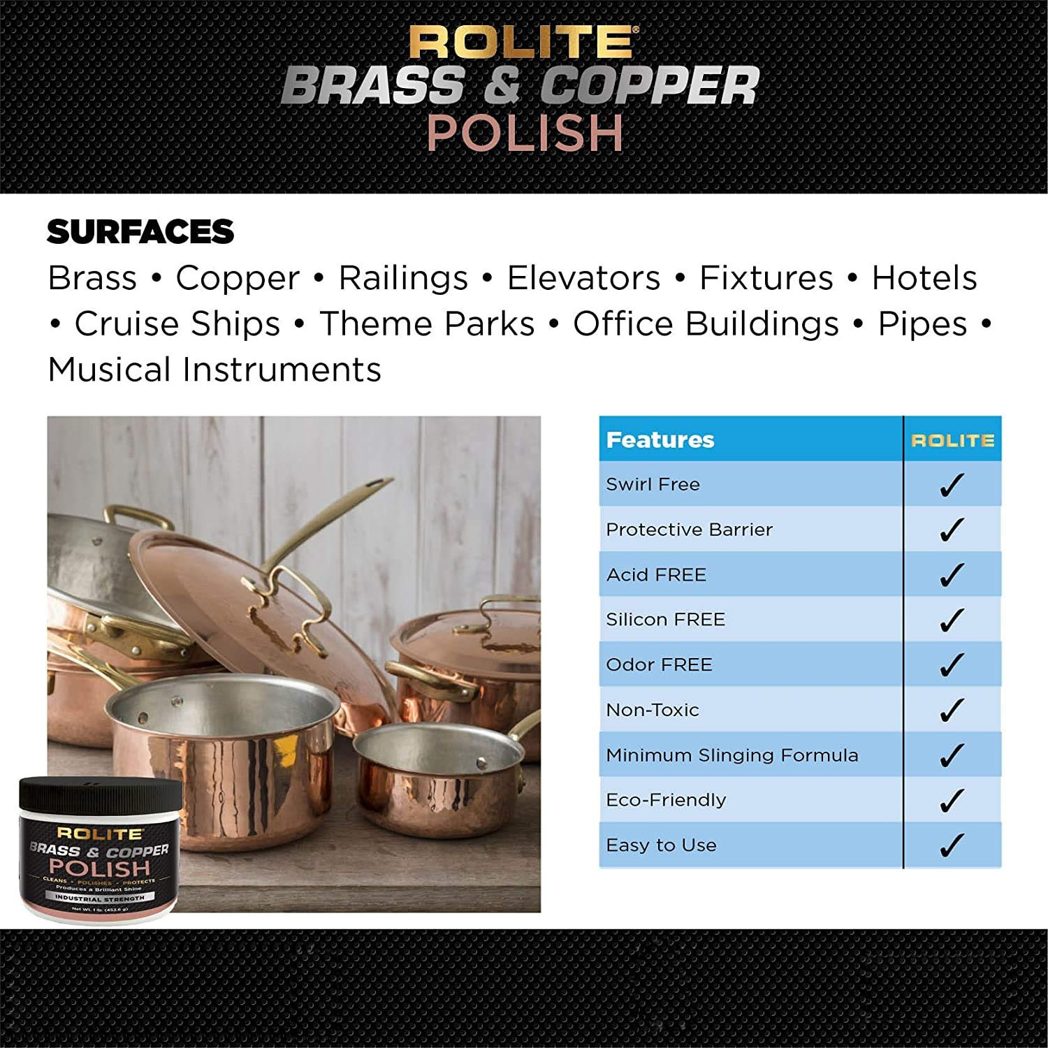 Brass Copper Polish 4.5 Oz Instant Tarnish Remover for Antiques Cookware
