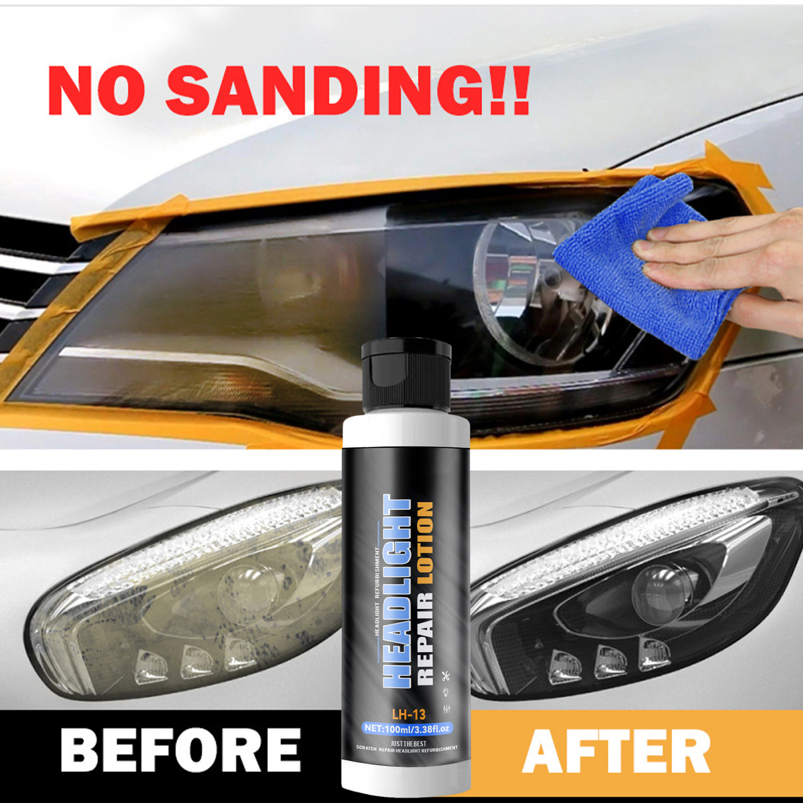 Pro Car Headlight Lens Restoration Repair Kit Polish Cleaner Cleaning Tool 100ml