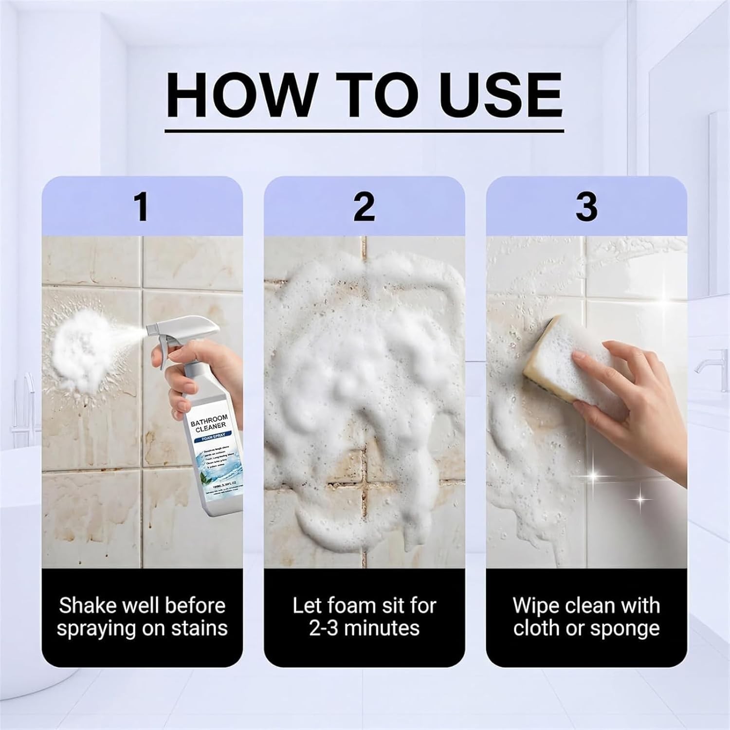 Bathroom Cleaner Foam Spray 500ml,Scale Remover Bathroom Cleaner For Tiles,Glass