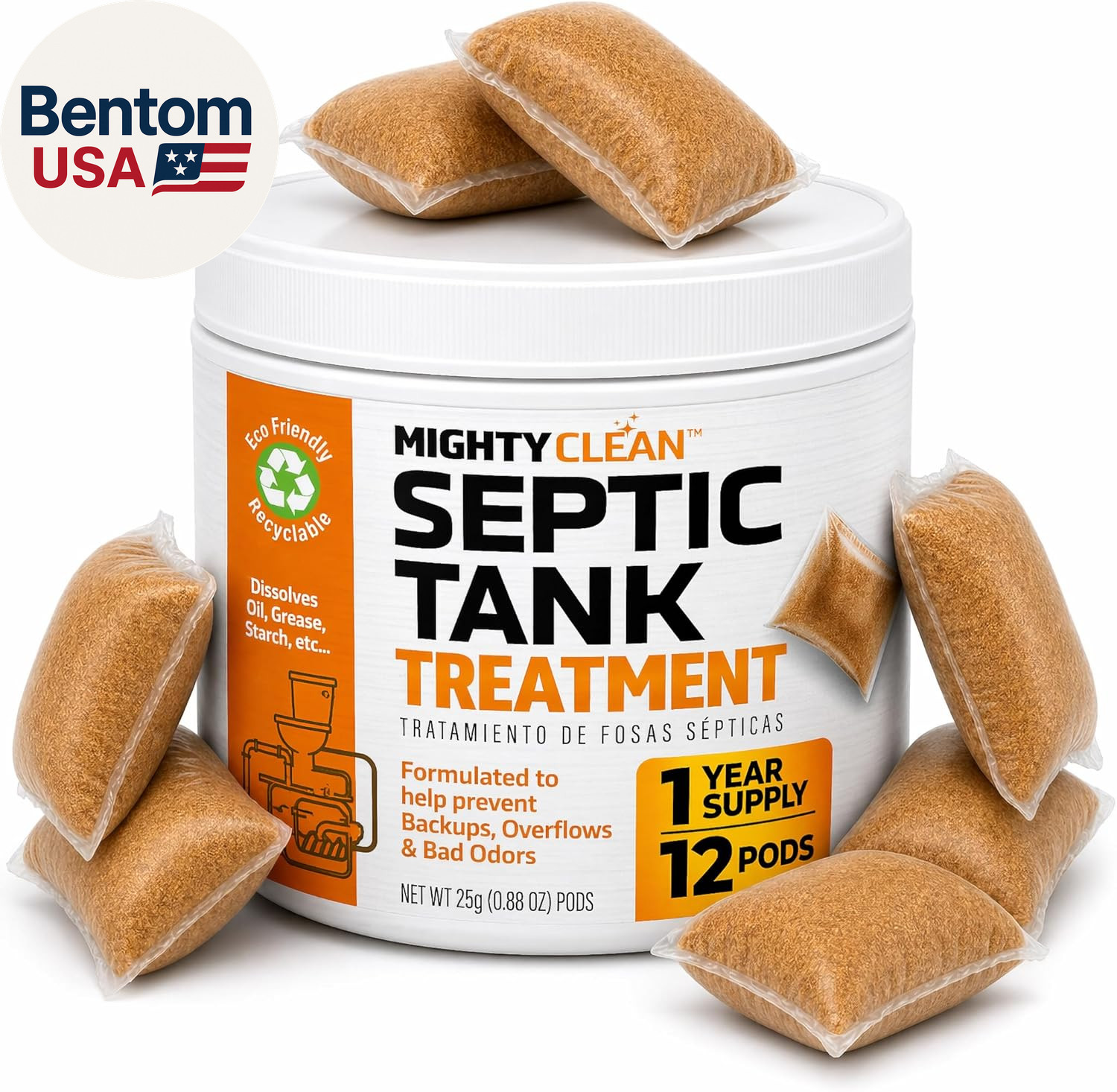 Septic Tank Treatment – 12 Pods, 1 Year Supply – RV Toilet Treatment – Dissolvab