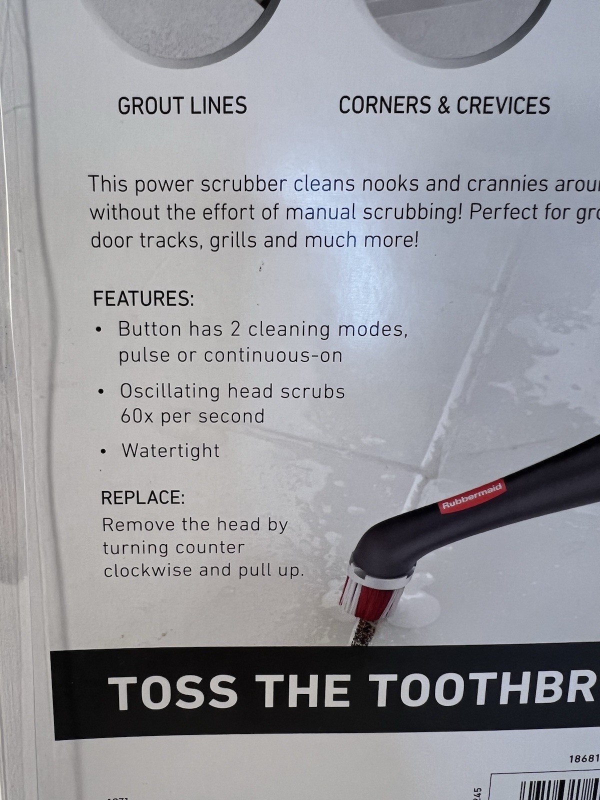 Rubbermaid Reveal Cordless Battery Power Scrubber Black/Red, Multi-Purpose Scrub