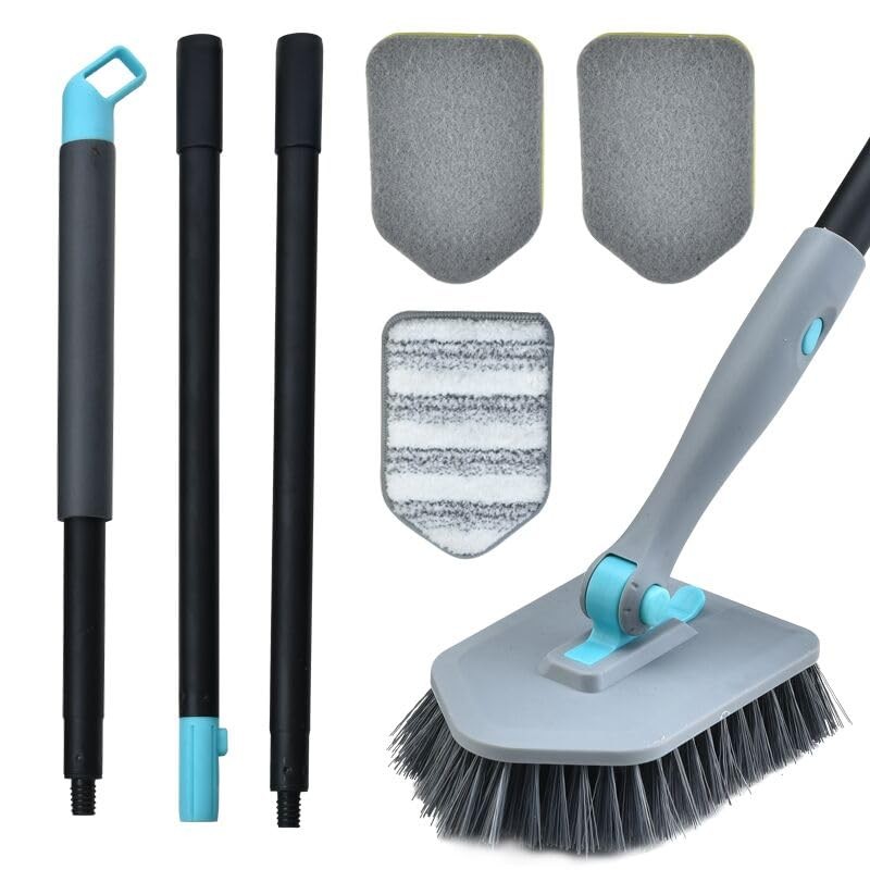 Shower Cleaning Brush With Long Handle 3 In 1 Tub And Tile Scrubber Brush With 5
