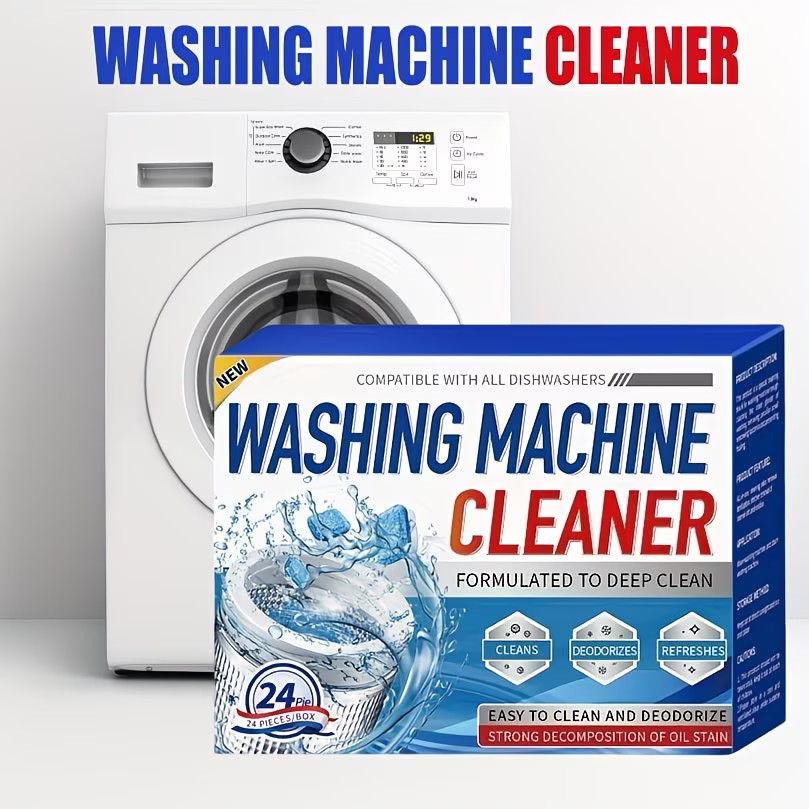 Washing Machine Cleaner Descaler 24 Pack – Deep Cleaning Tablets For HE Front