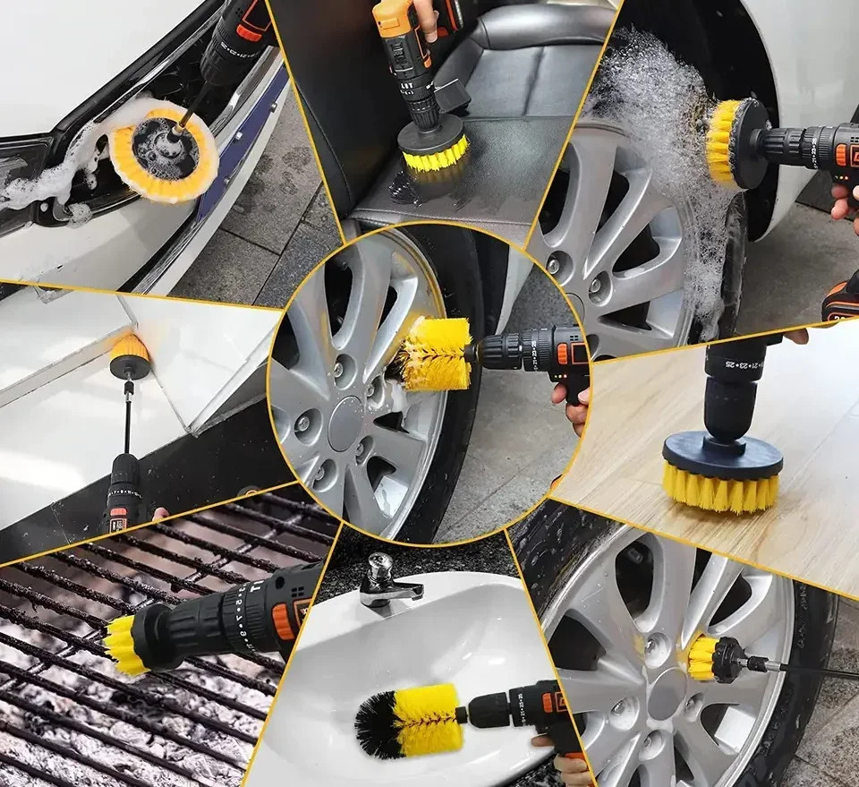 7-Piece Drill Brush Attachment Set, Cleaning Brush Tool Kit, Multi-Purpose Drill