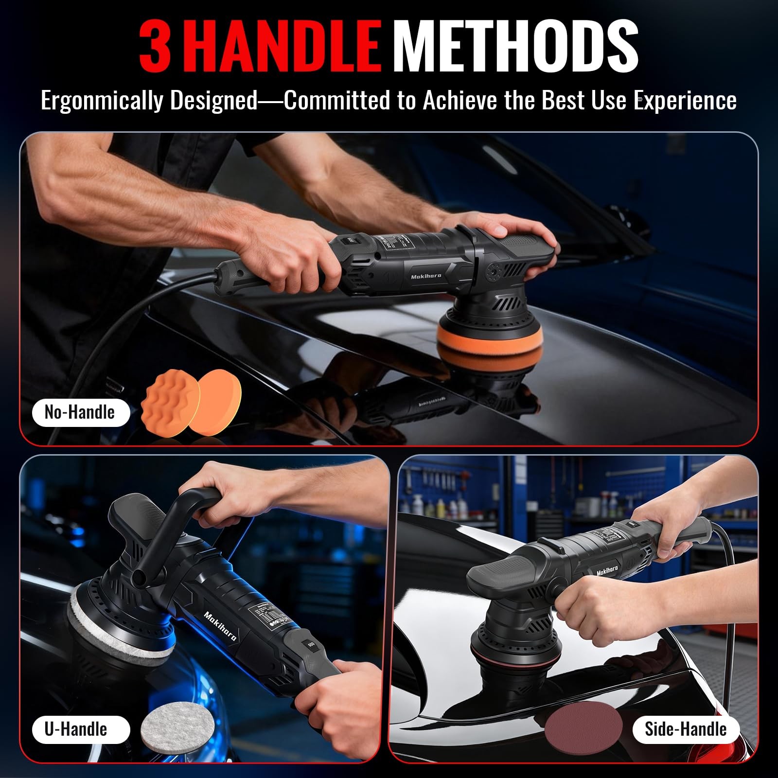 Car Buffer Polisher, 5 Inch Random Orbital Car Polisher, 1600W 6 Variable Spe…