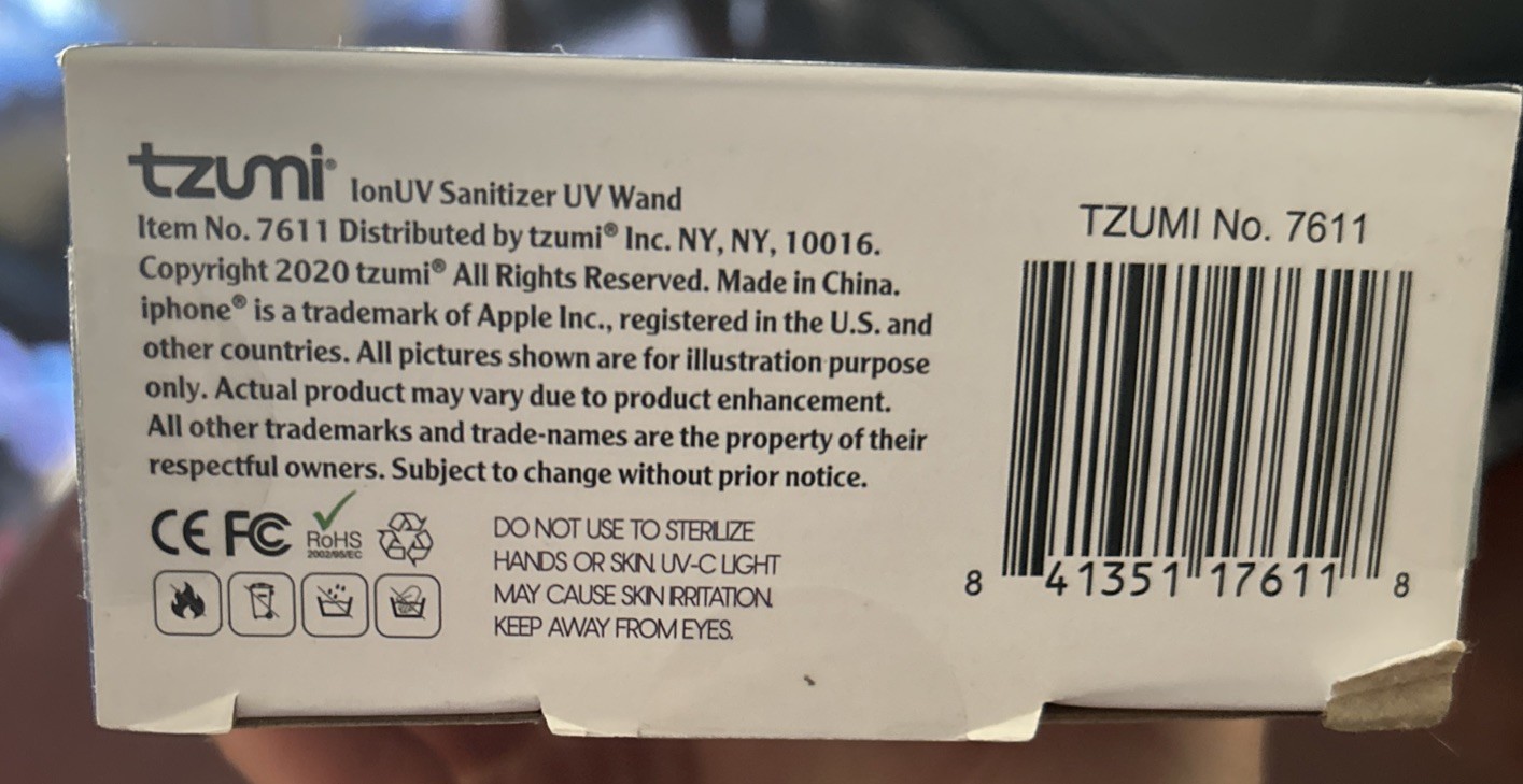 IonUV Sanitation Wand Rechargeable Fast Sanitizing UVwand 13.5”