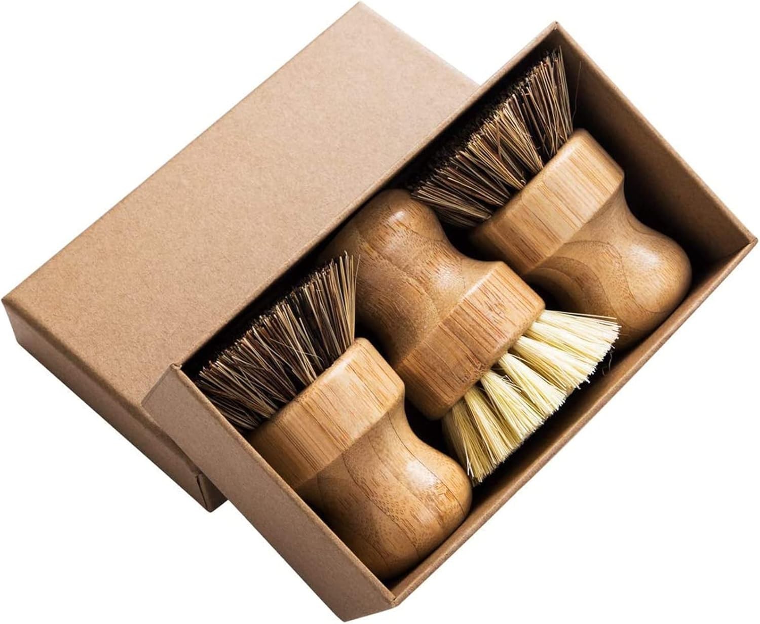 Heat-Resistant Bamboo Cleaning Brush Set – Perfect for Pots, Pans & Veggies