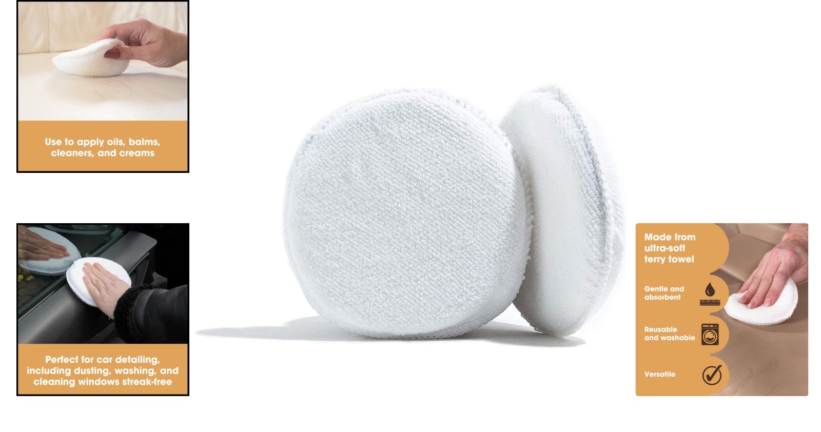 Non-Abrasive Leather Applicator Sponges – 2 Pack for Cleaning & Protection