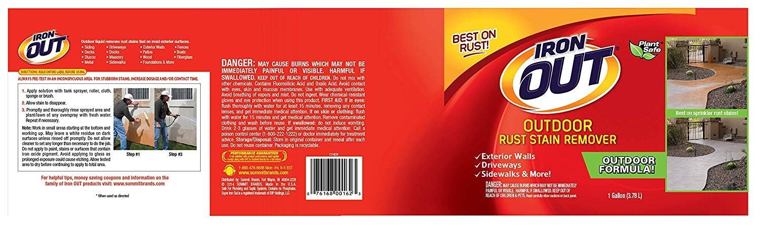 Iron OUT Liquid Rust Stain Remover, Pre-mixed, Quickly Removes Rust 2 Gallons