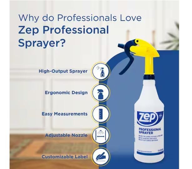 Zep Professional Spray Bottles 32oz (6-Pack) Heavy Duty Adjustable Nozzle