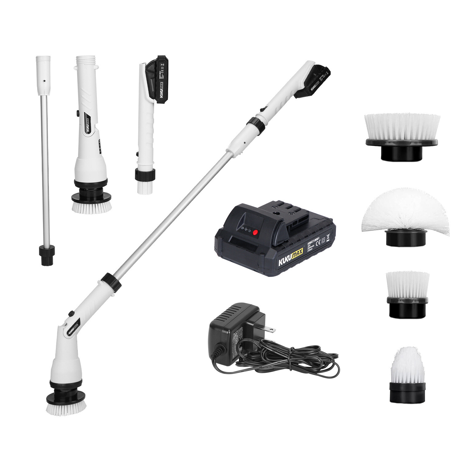 Electric Spin Scrubber Cordless Brush Rechargeable Cleaning Brush with 4 Head