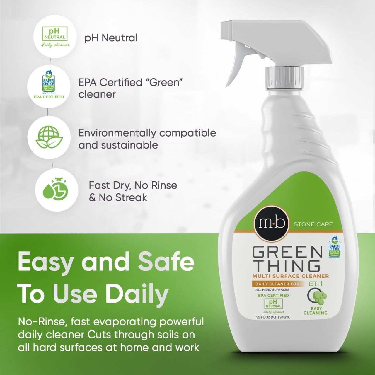 MB Stone & More GT-1 Green Thing – Multi Surface Cleaning Spray for Kitchen C…